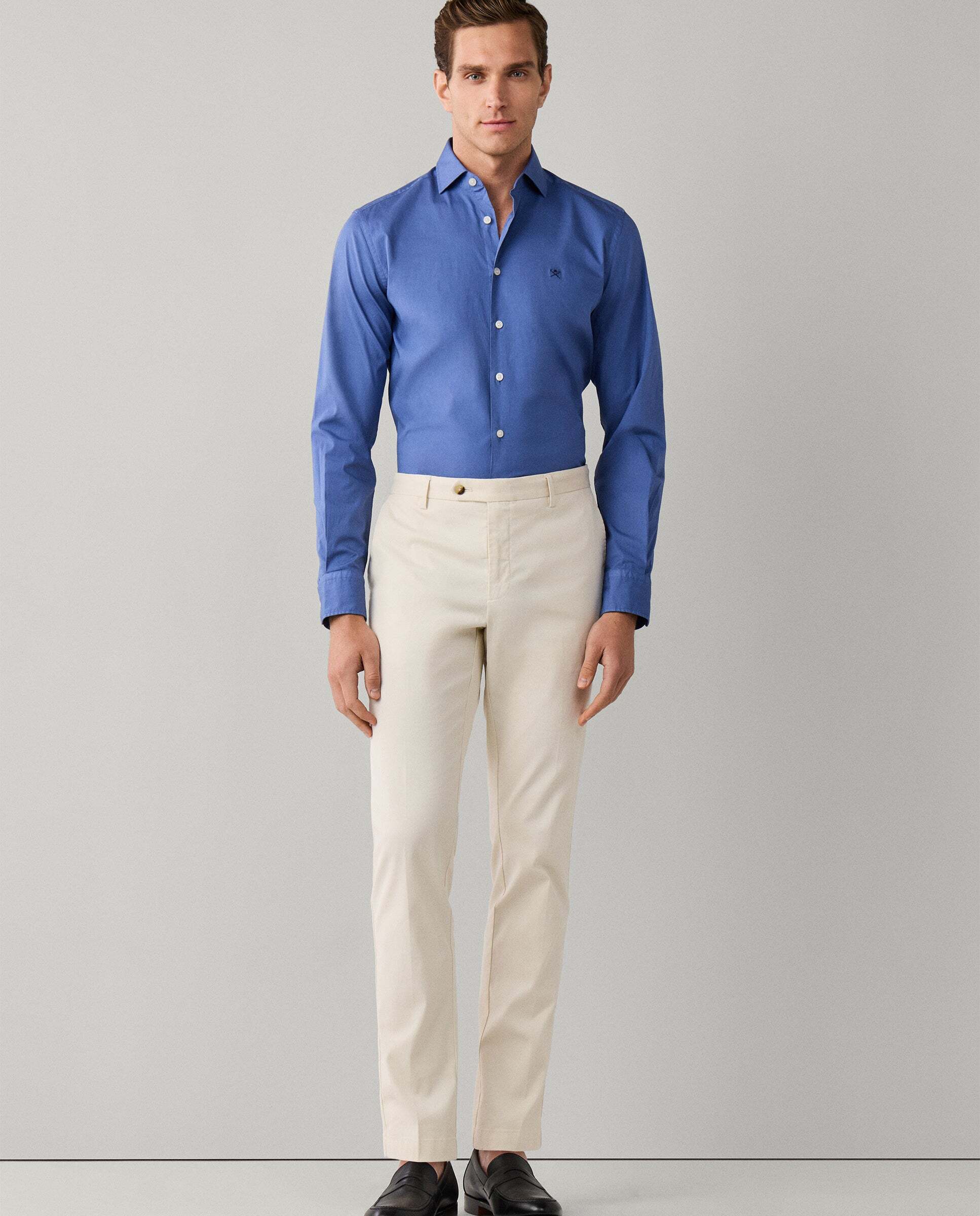 Camisa de hombre popelín elástica fit tailored - Hackett - Azul Azul-2