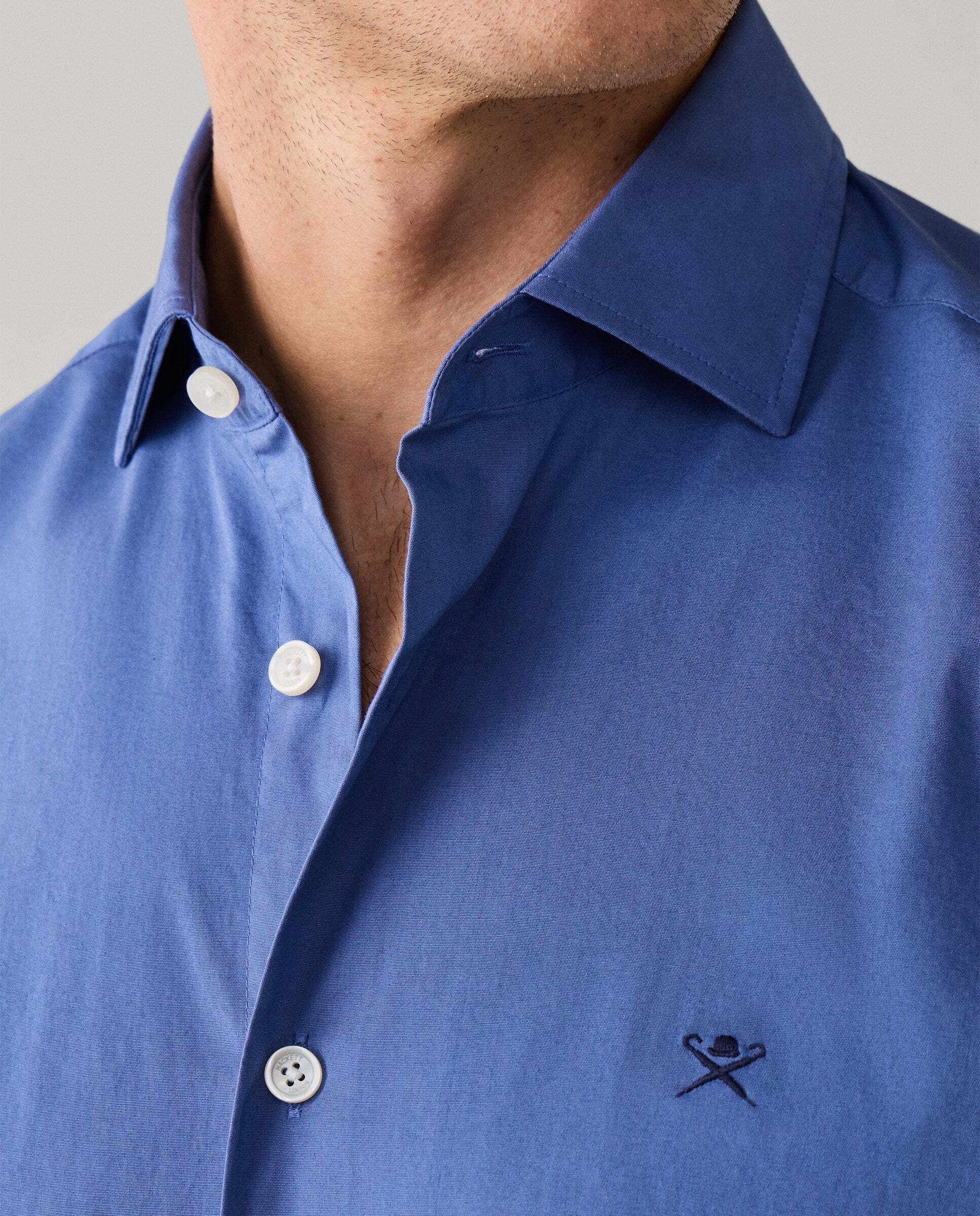 Camisa de hombre popelín elástica fit tailored - Hackett - Azul Azul-6