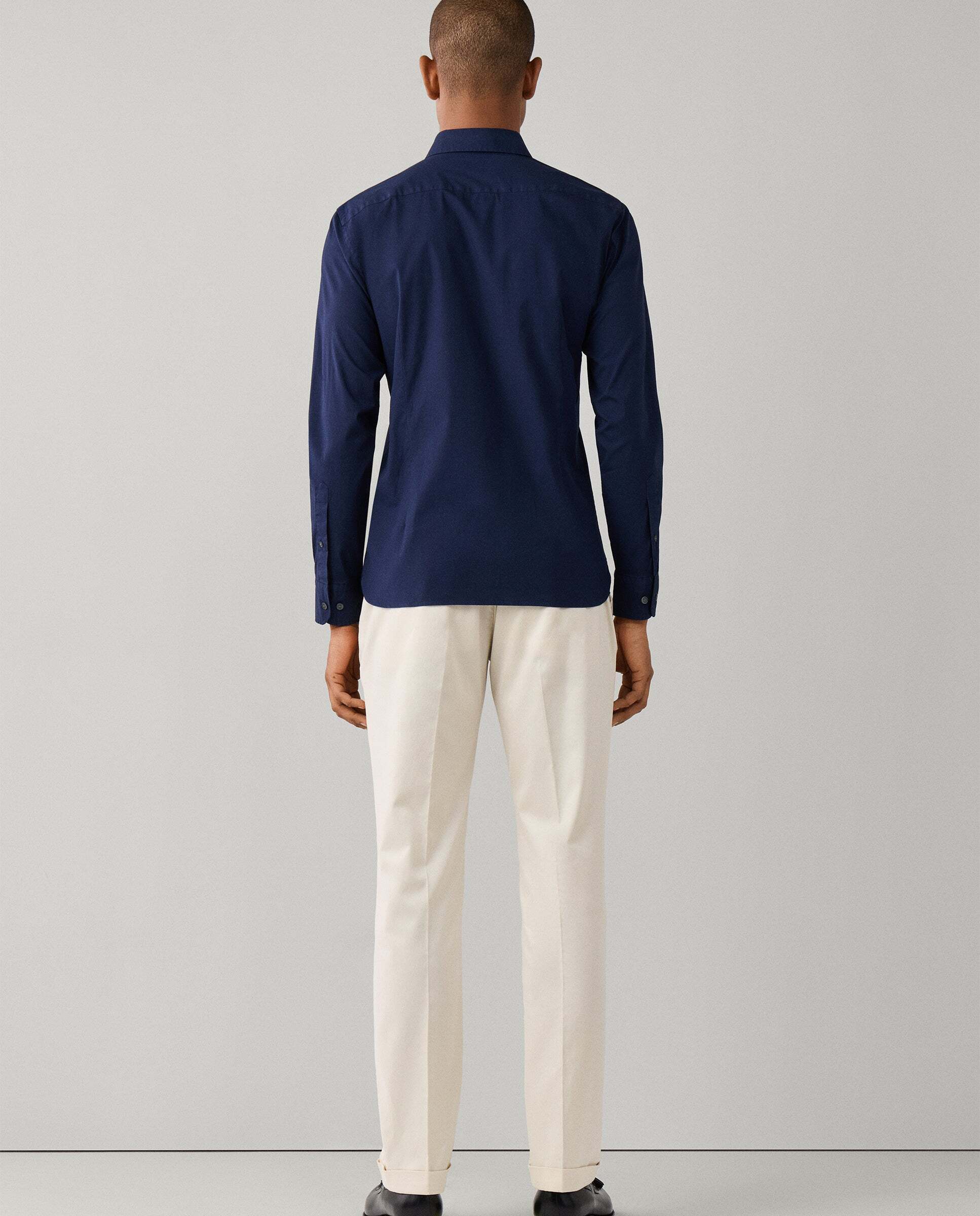 Camisa de hombre popelín elástica fit tailored - Hackett - Azul marino Azul marino-3