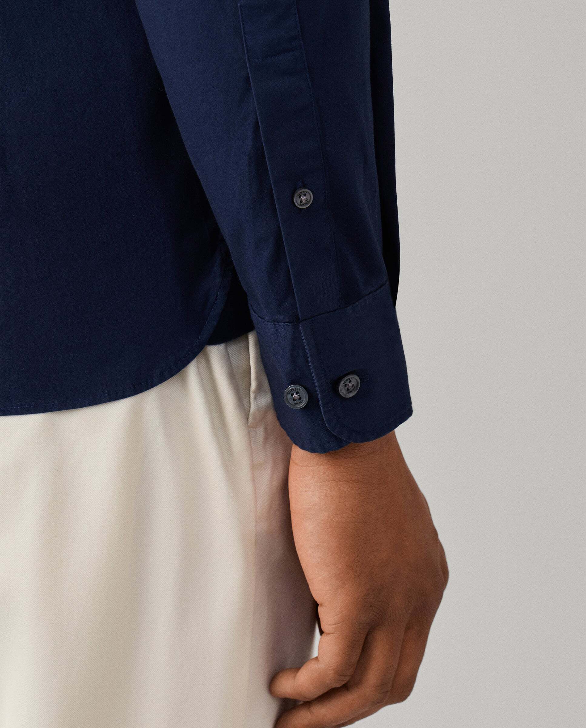 Camisa de hombre popelín elástica fit tailored - Hackett - Azul marino Azul marino-5