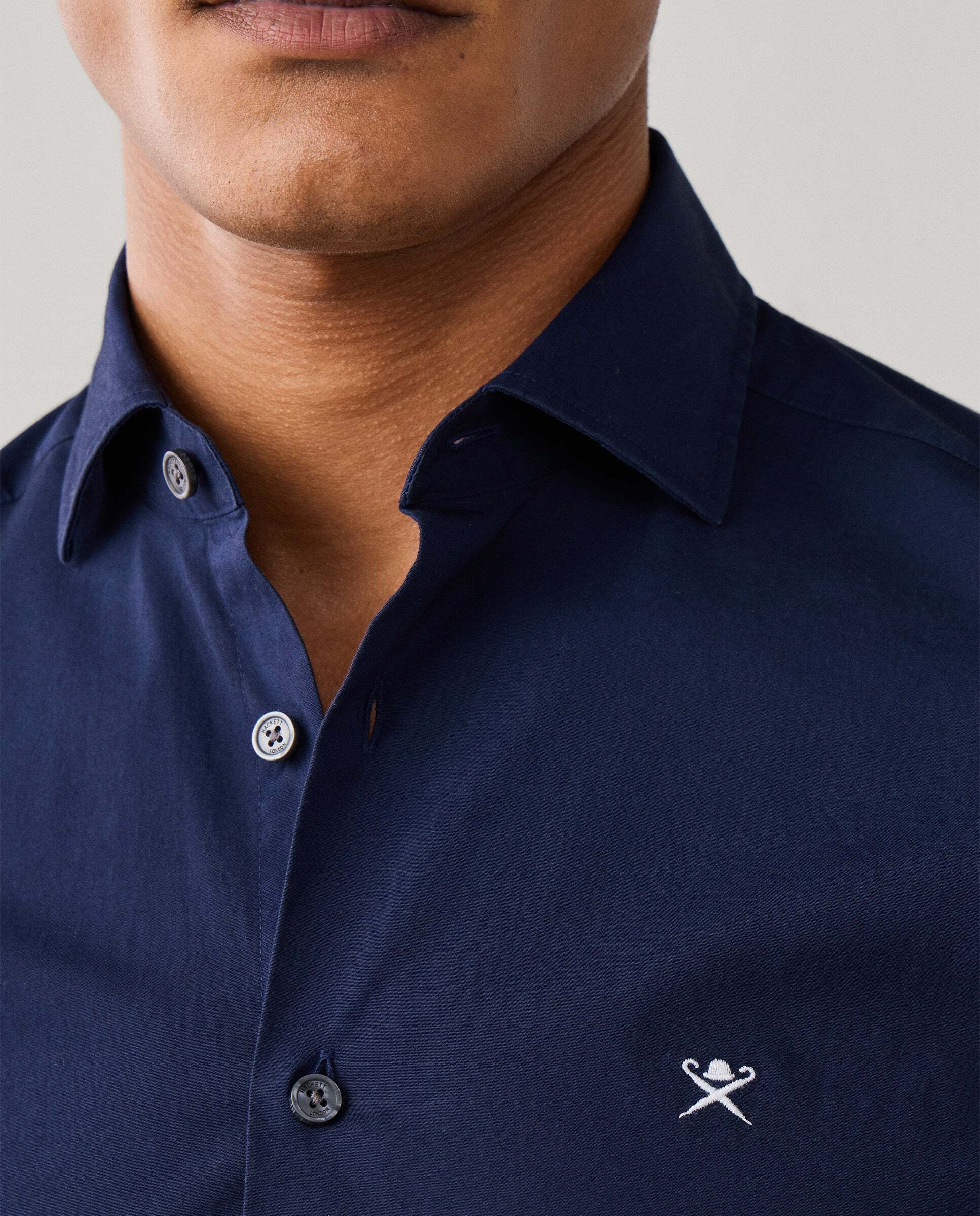 Camisa de hombre popelín elástica fit tailored - Hackett - Azul marino Azul marino-6