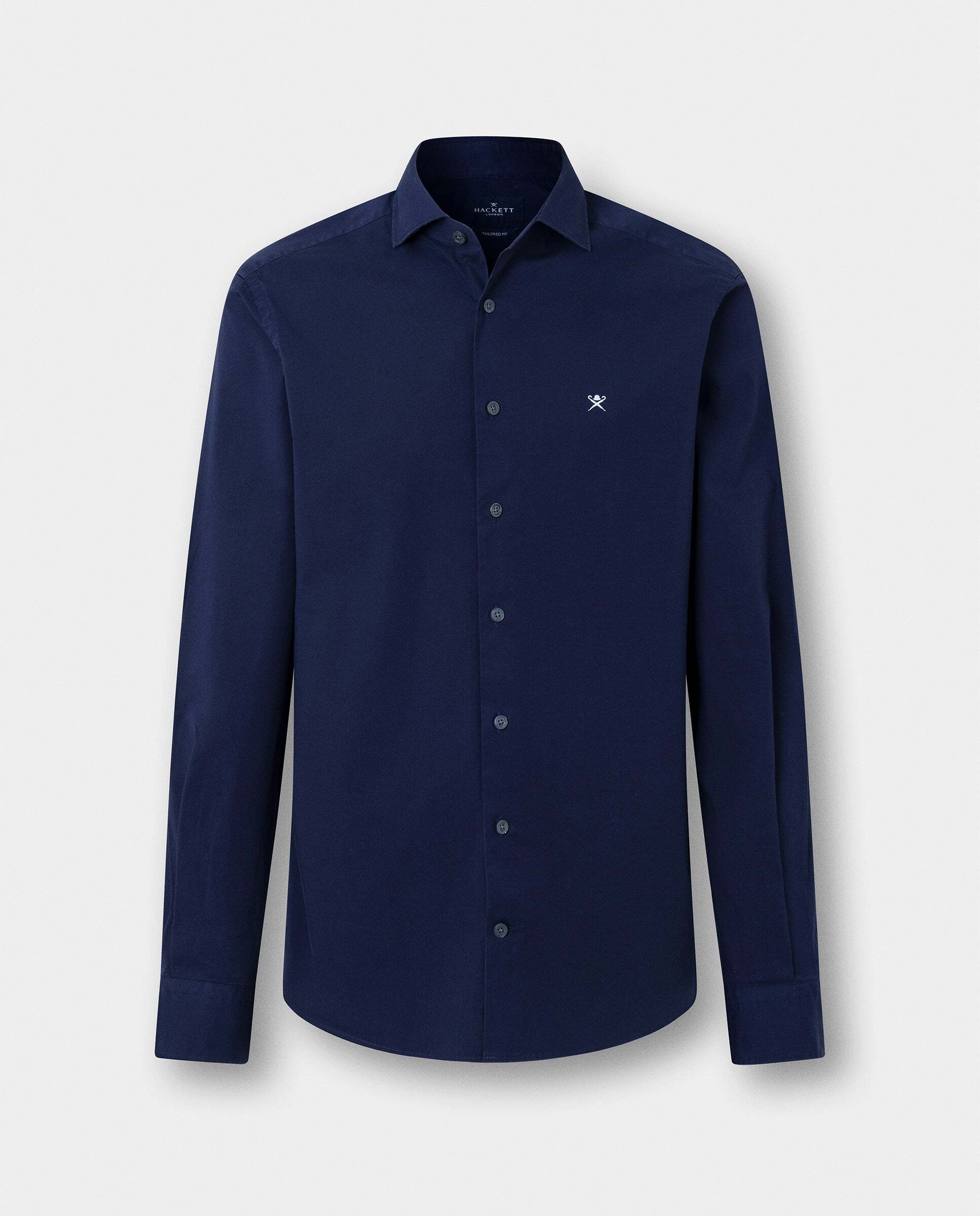 Camisa de hombre popelín elástica fit tailored - Hackett - Azul marino Azul marino-10