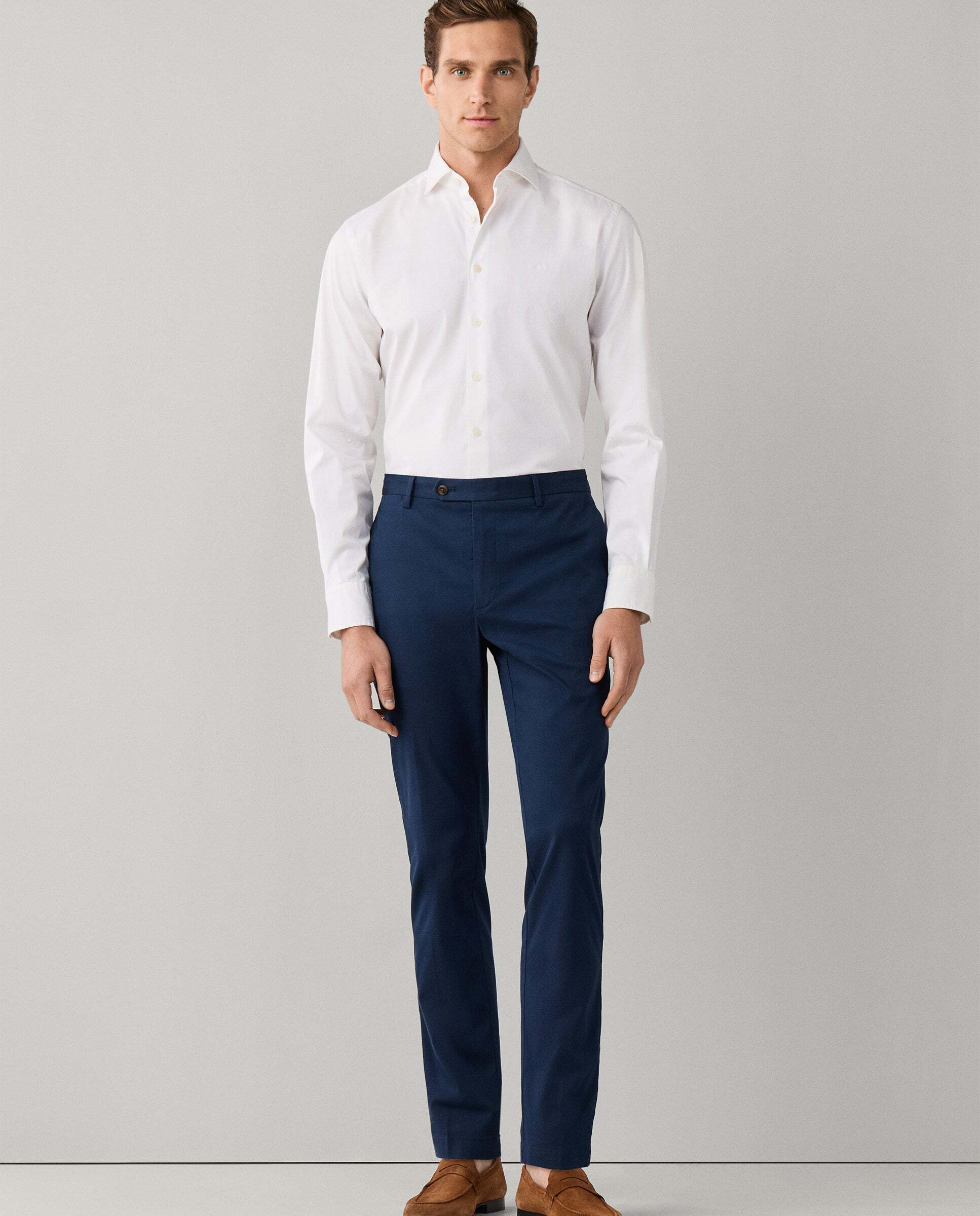 Camisa de hombre popelín elástica fit tailored - Hackett - Blanco Blanco-2
