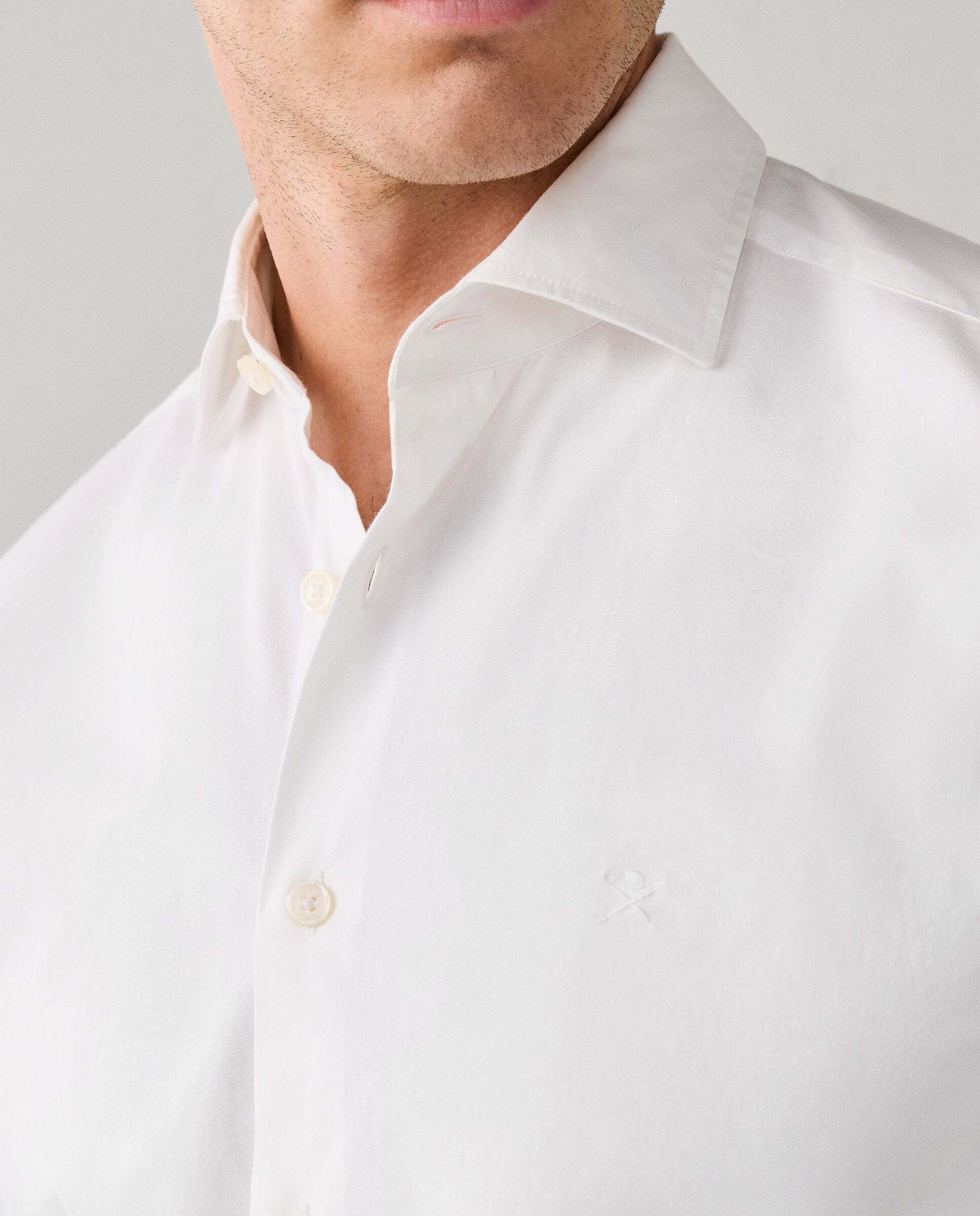 Camisa de hombre popelín elástica fit tailored - Hackett - Blanco Blanco-6