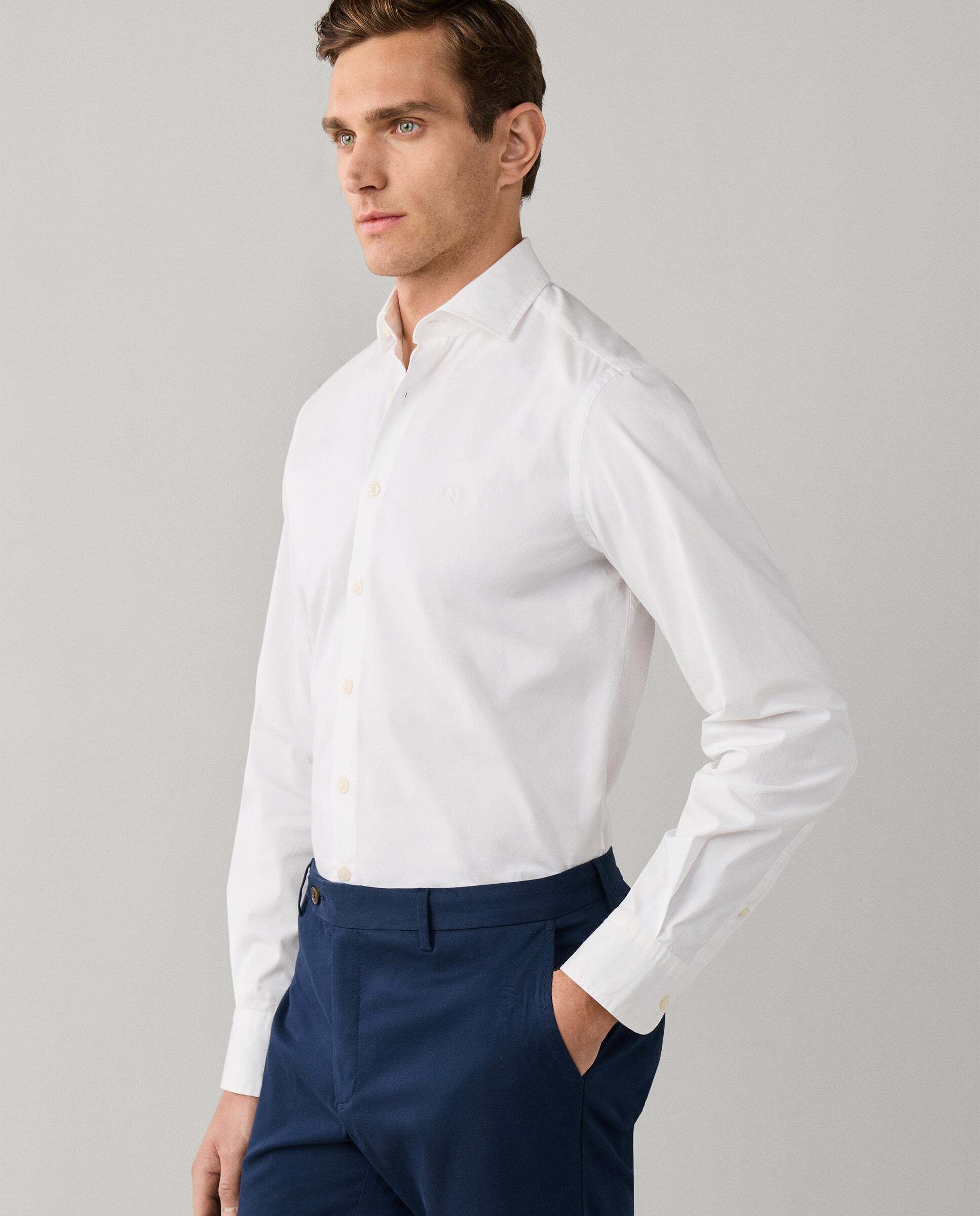 Camisa de hombre popelín elástica fit tailored - Hackett - Blanco Blanco-7