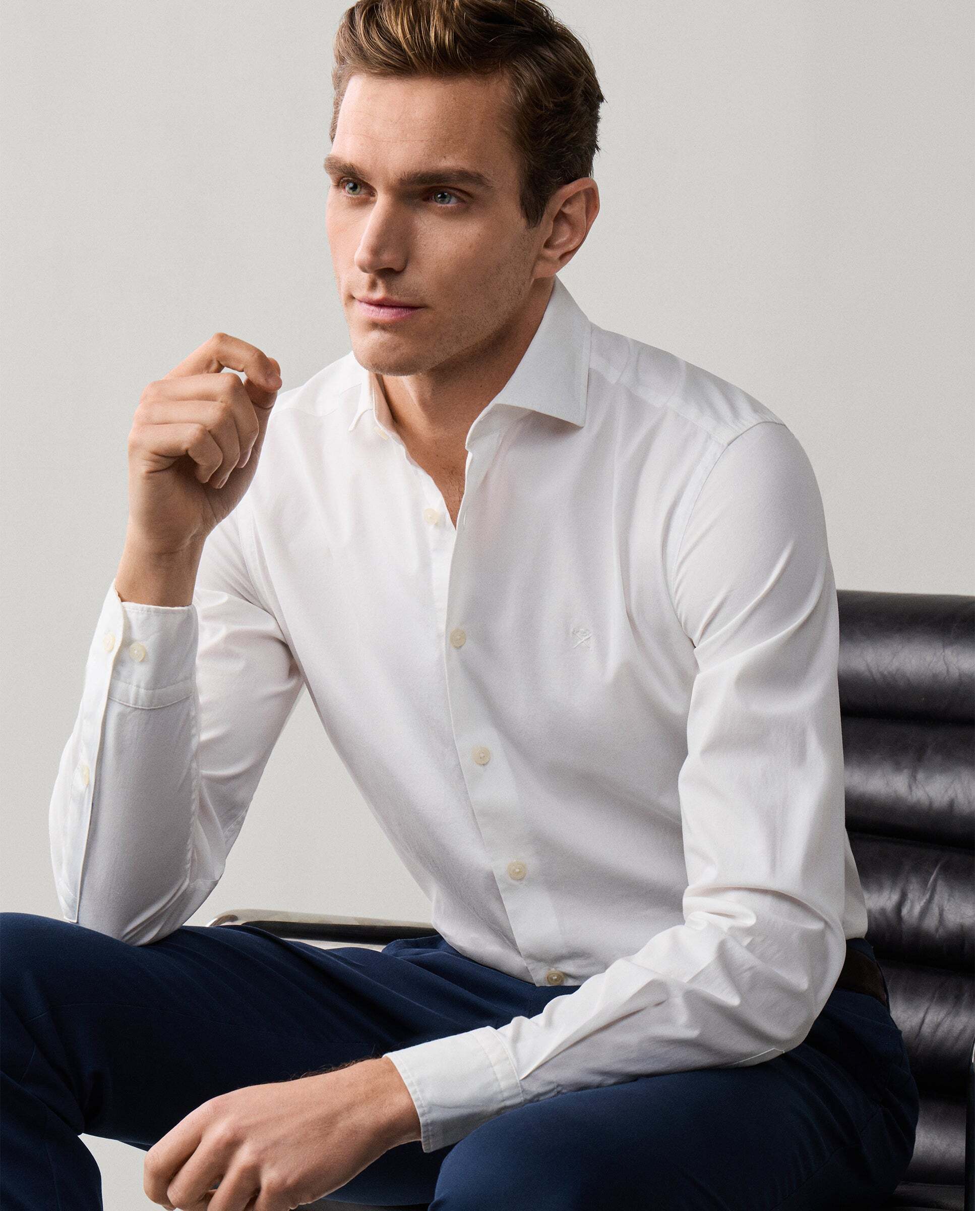 Camisa de hombre popelín elástica fit tailored - Hackett - Blanco Blanco-8