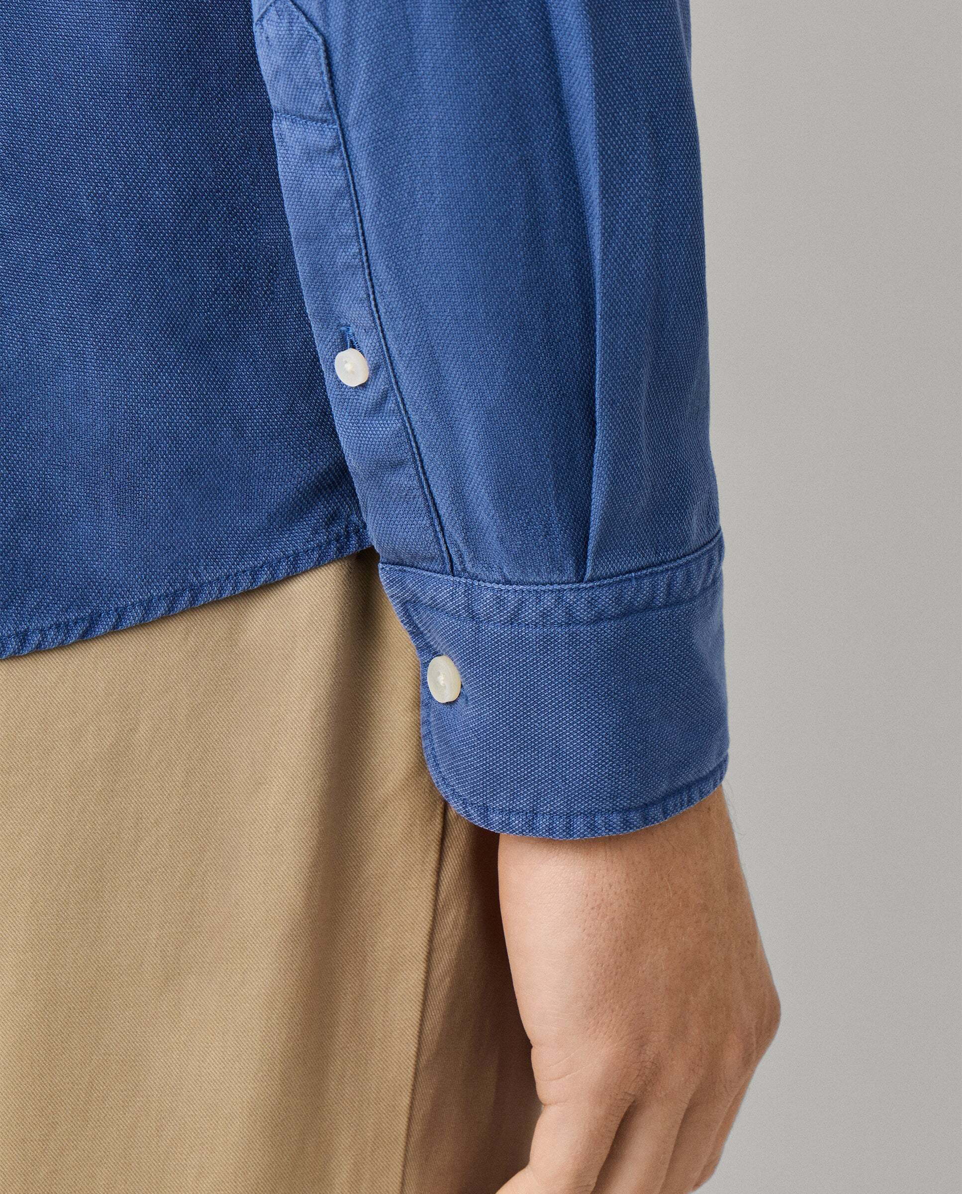 Camisa de hombre texturizada teñida en prenda fit tailored - Hackett - Azul Azul-5