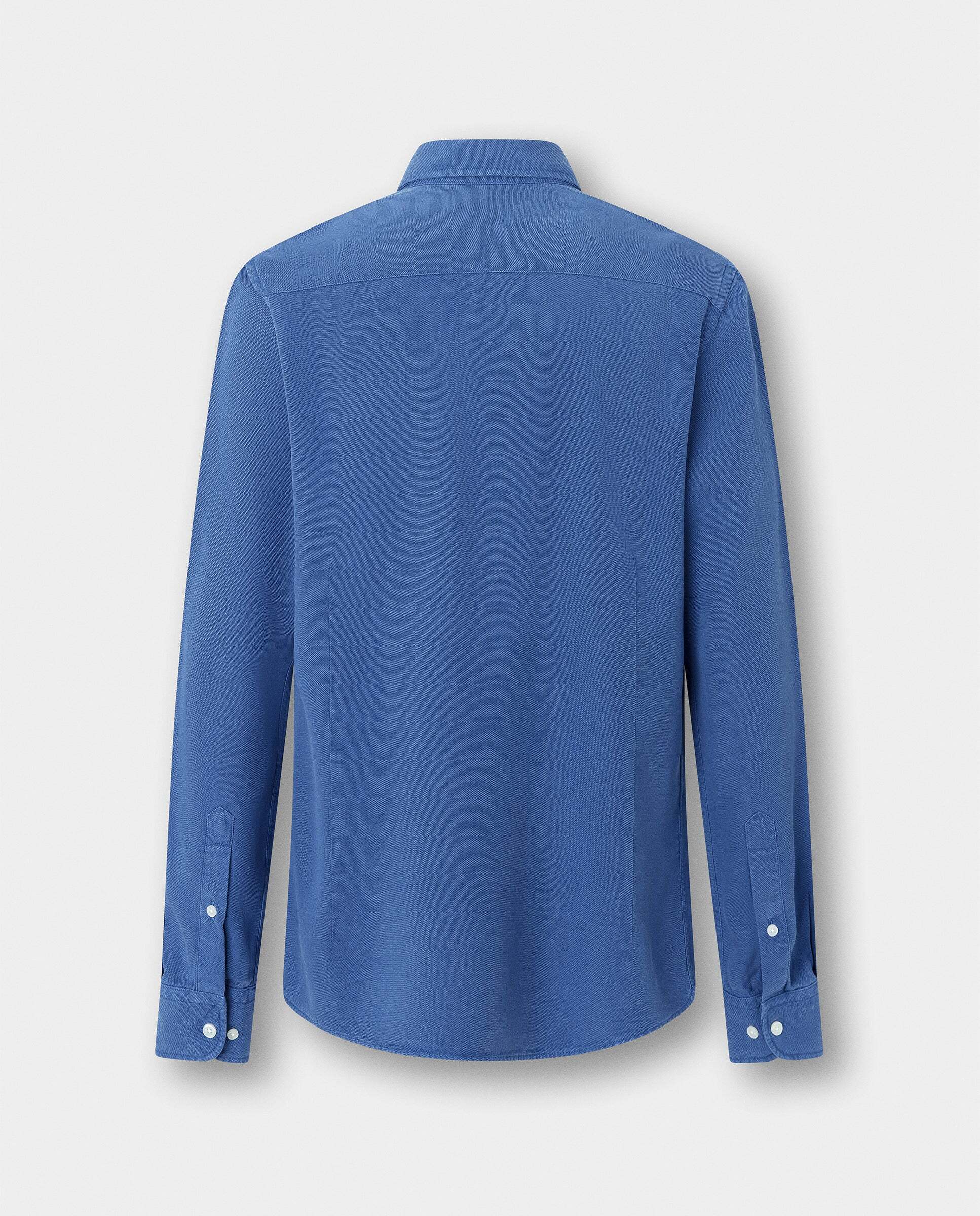 Camisa de hombre texturizada teñida en prenda fit tailored - Hackett - Azul Azul-9