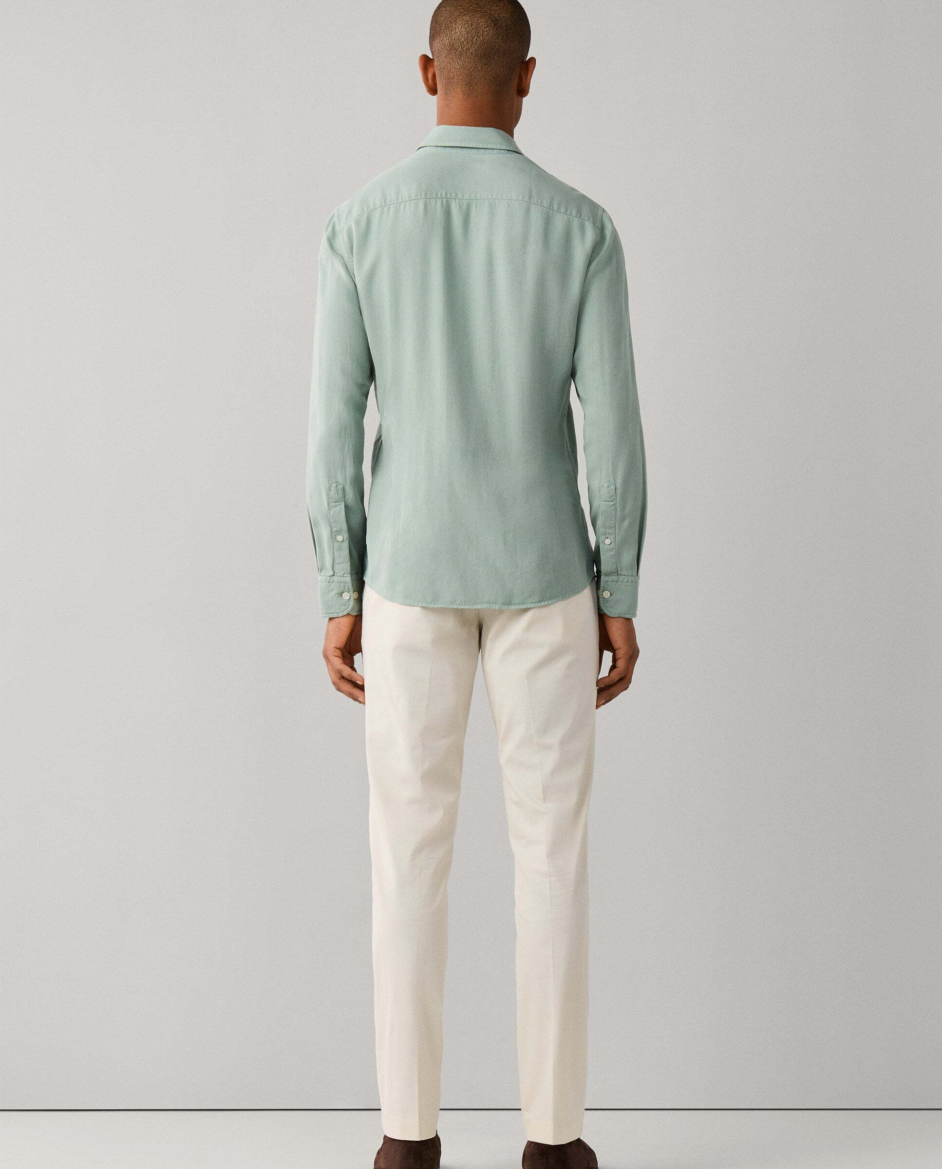 Camisa de hombre texturizada teñida en prenda fit tailored - Hackett - Verde Verde-3
