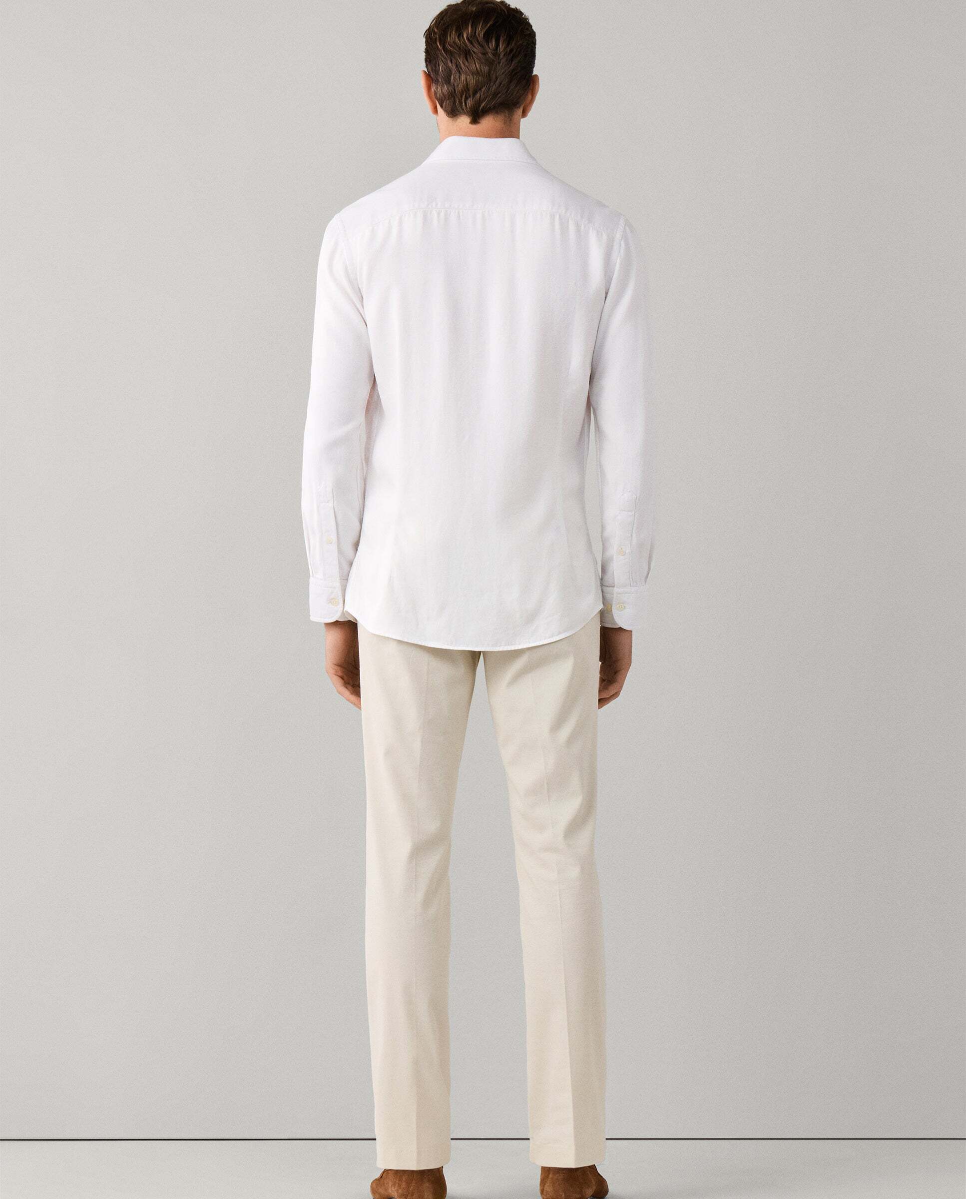Camisa de hombre texturizada teñida en prenda fit tailored - Hackett - Blanco Blanco-3