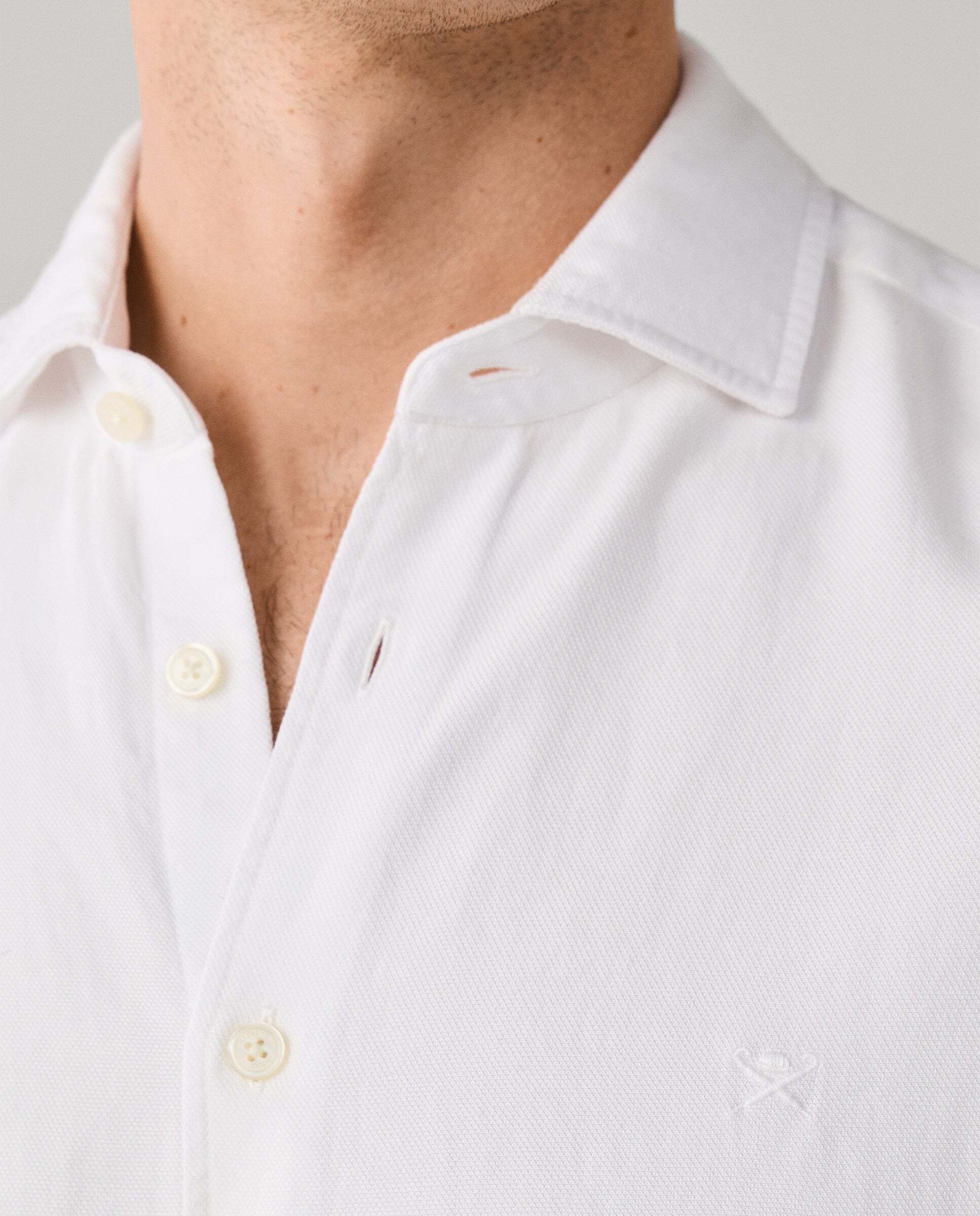 Camisa de hombre texturizada teñida en prenda fit tailored - Hackett - Blanco Blanco-6
