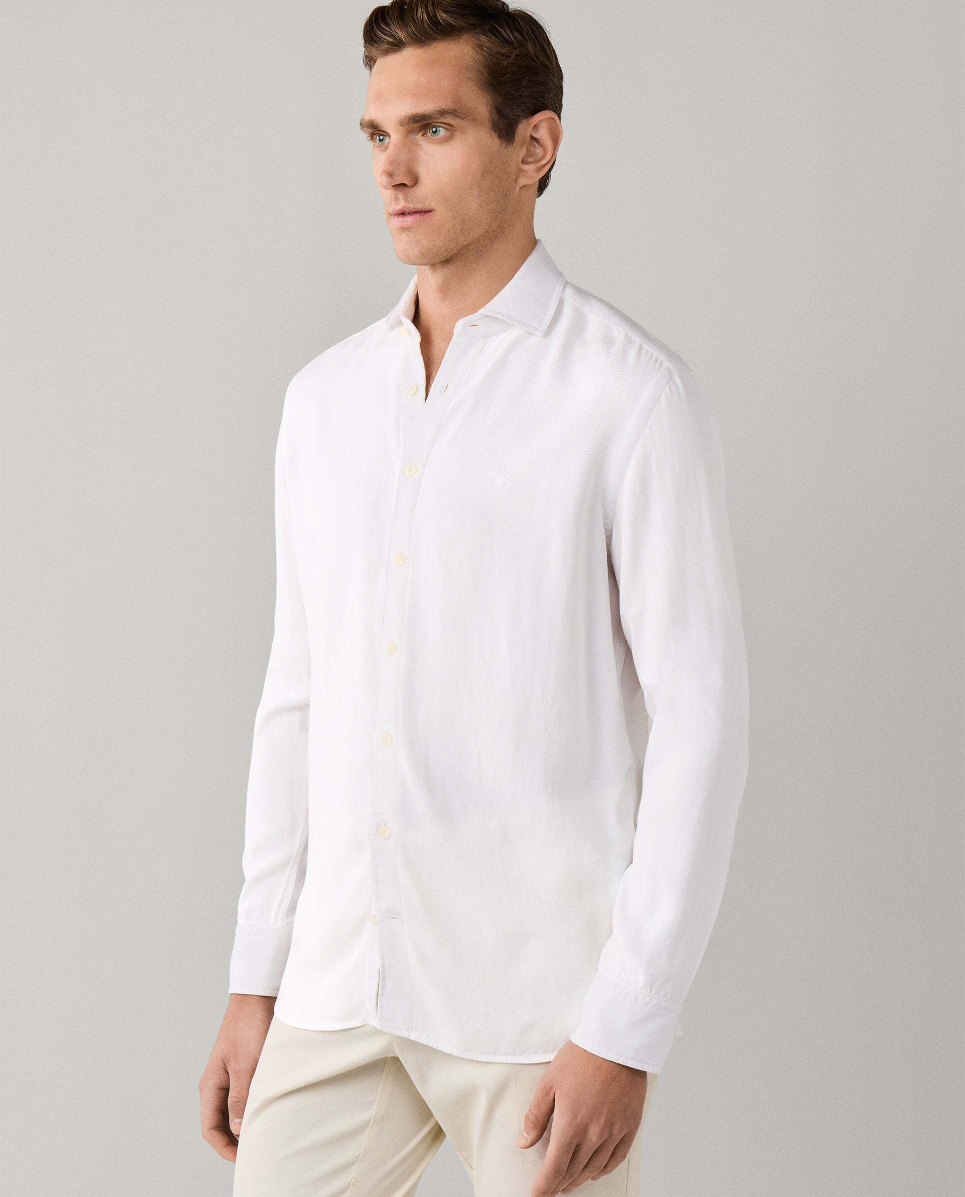 Camisa de hombre texturizada teñida en prenda fit tailored - Hackett - Blanco Blanco-7