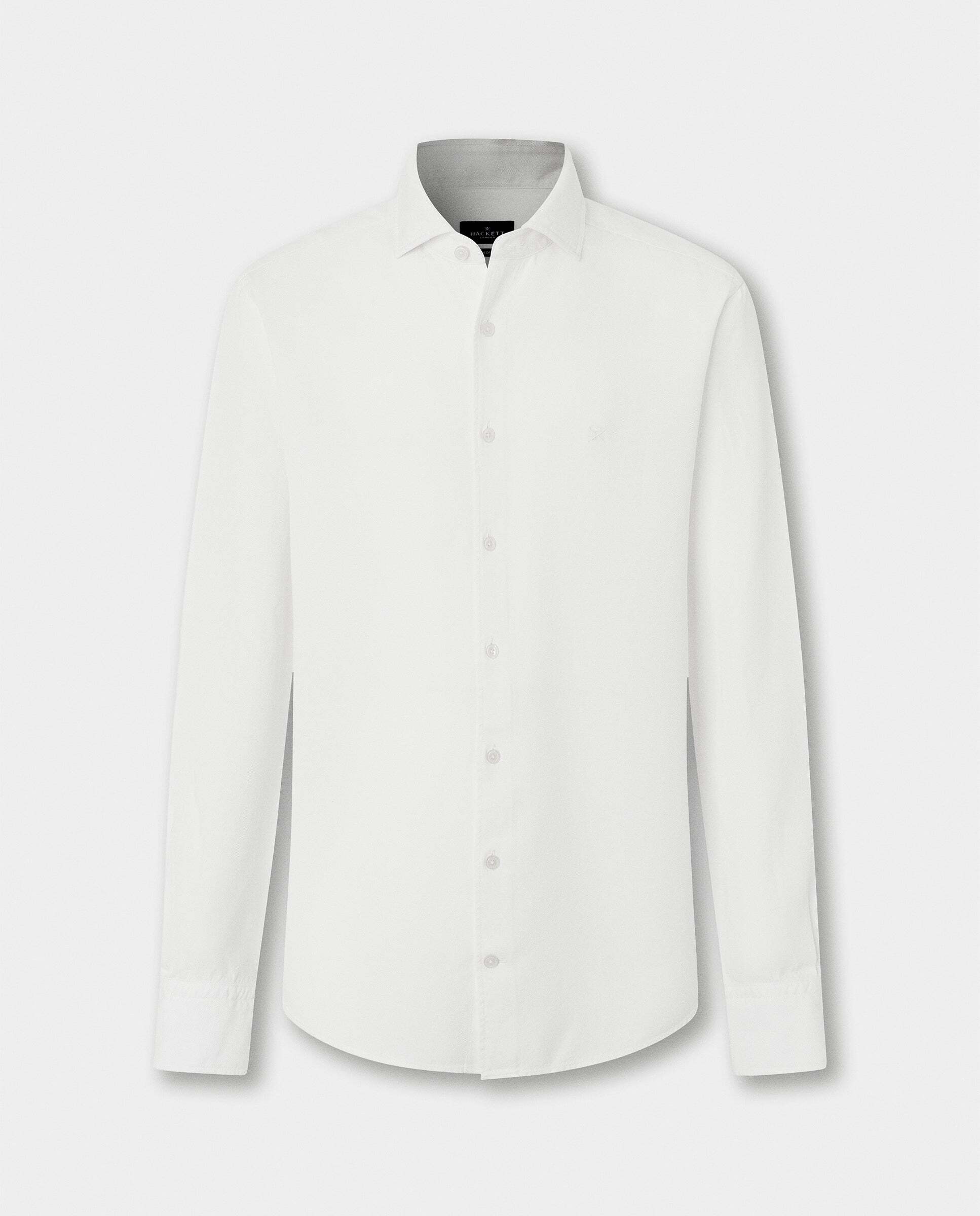 Camisa de hombre texturizada teñida en prenda fit tailored - Hackett - Blanco Blanco-10