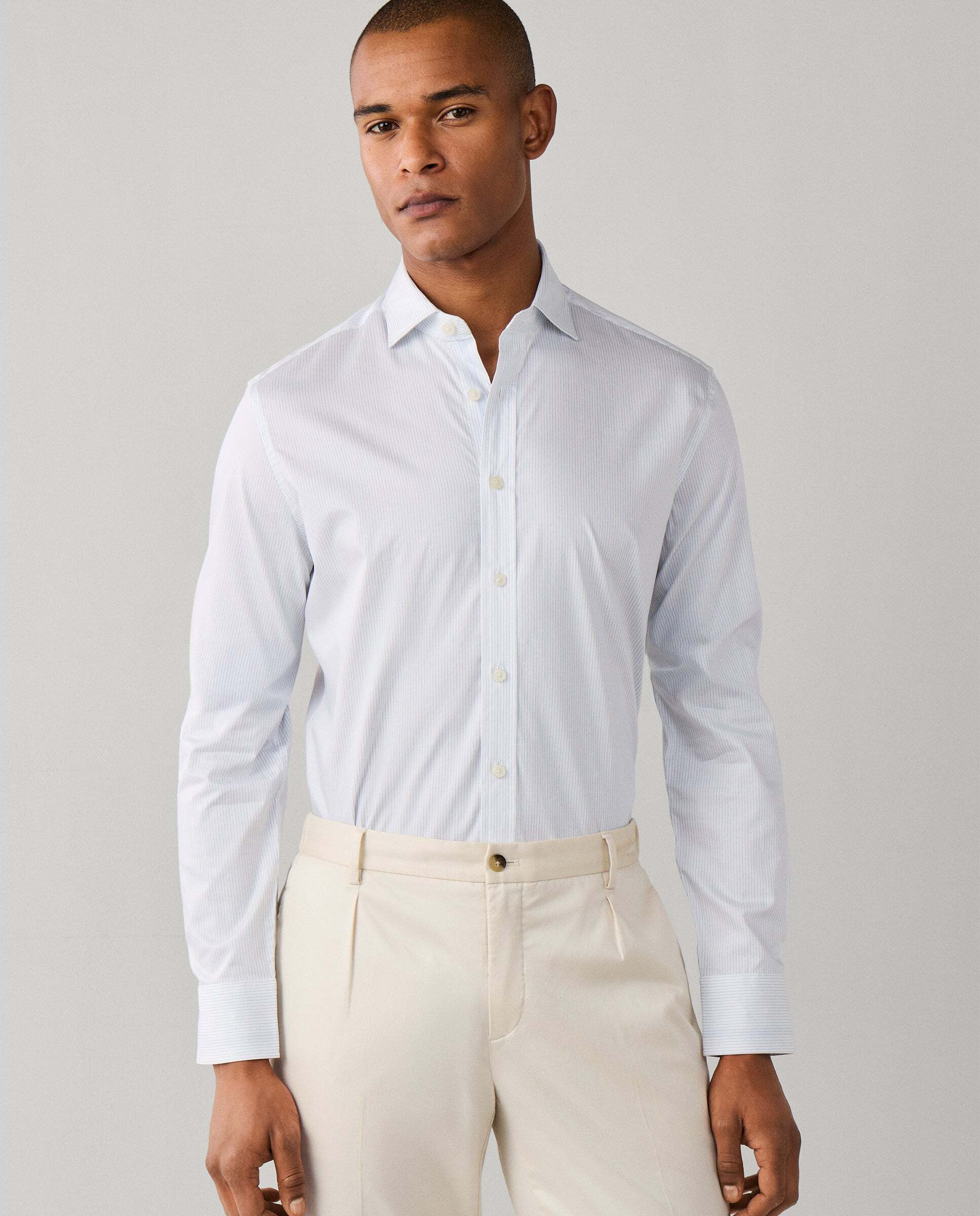 Imagen 0 de Camisa de hombre de rayas texturizadas fit tailored Azul