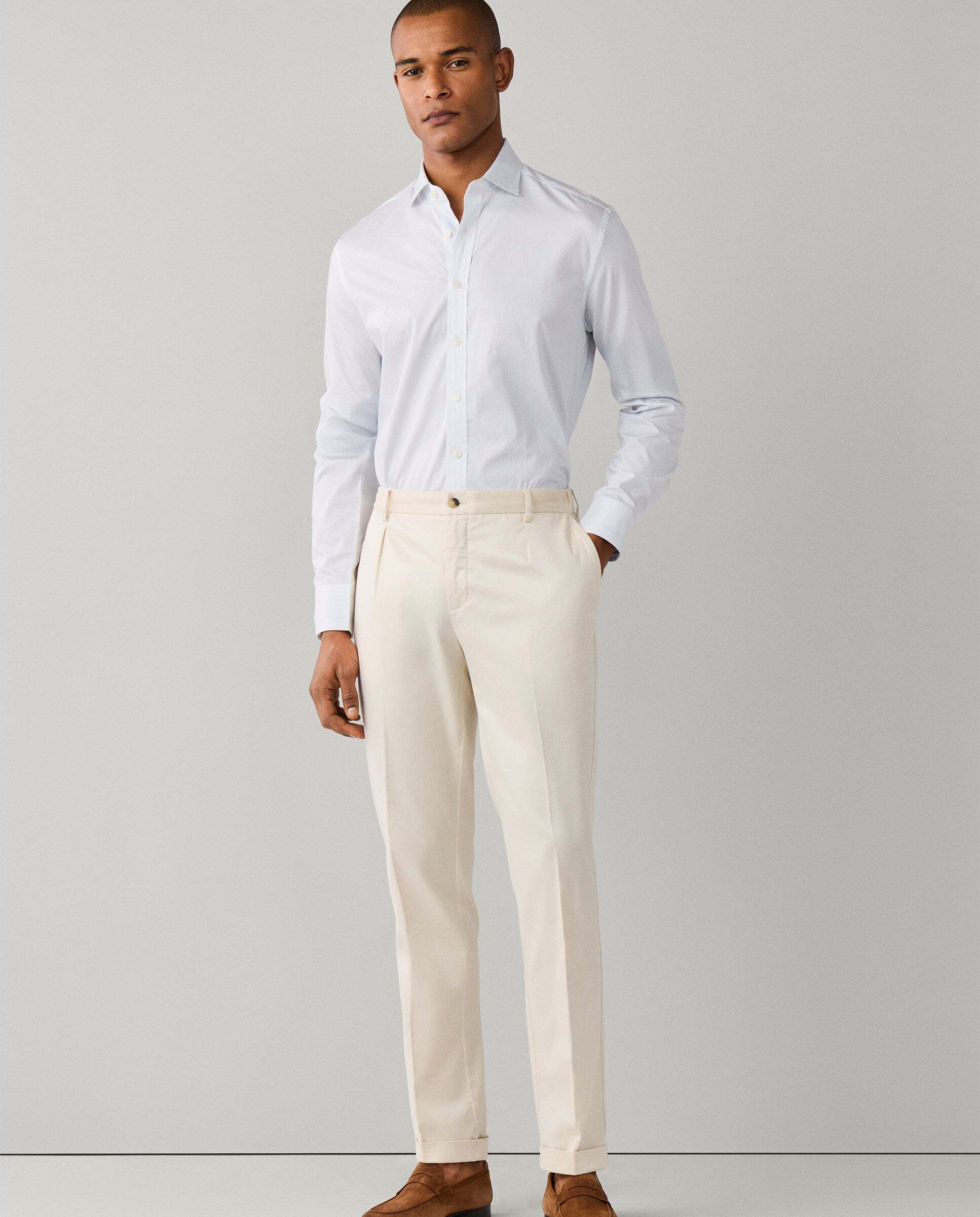Camisa de hombre de rayas texturizadas fit tailored - Hackett - Azul Azul-2