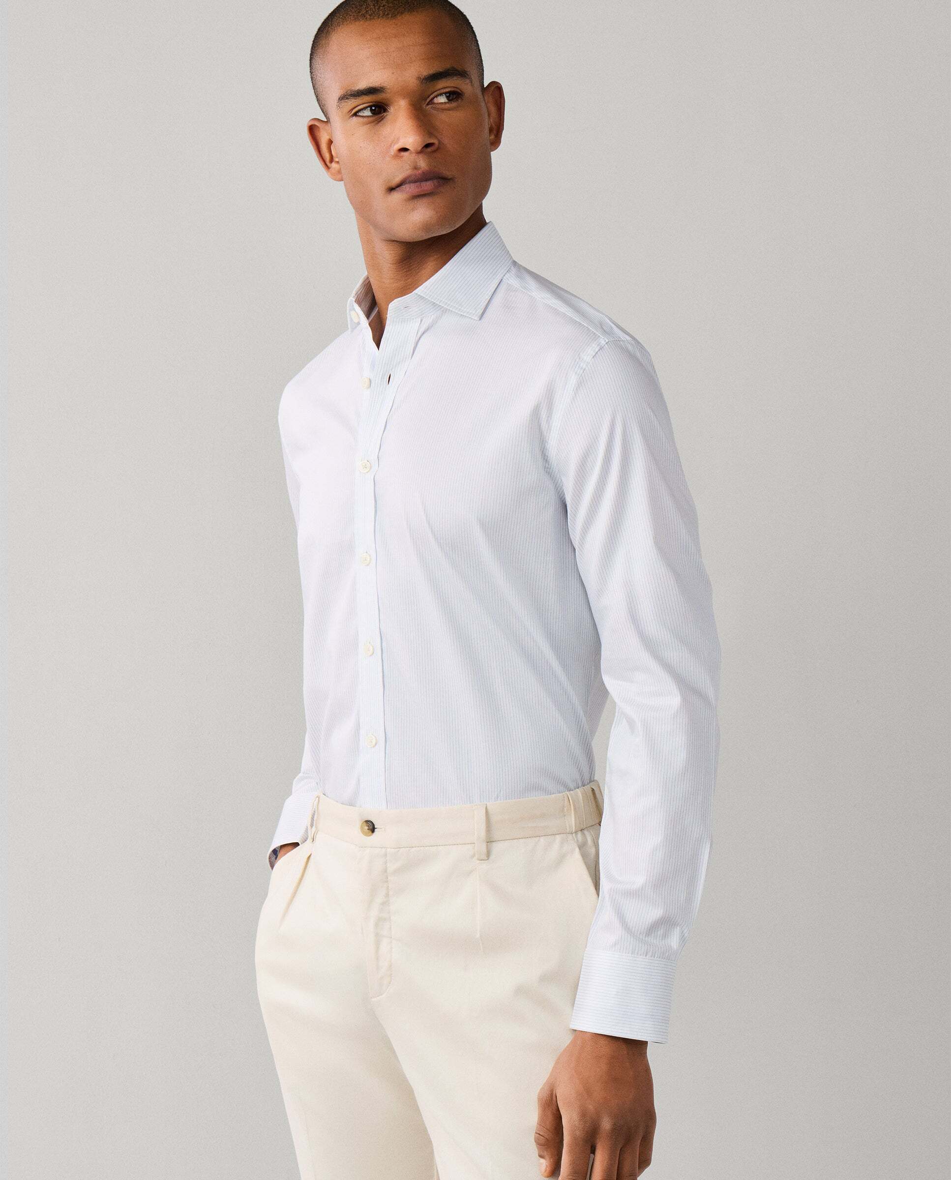Camisa de hombre de rayas texturizadas fit tailored - Hackett - Azul Azul-7