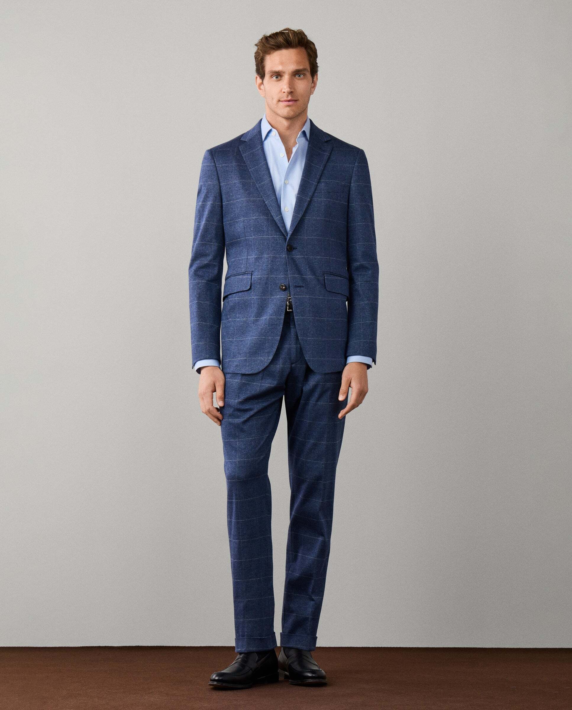 Imagen 2 de Americana de hombre de viaje de punto príncipe de gales en algodón - Hackett - Azul Azul