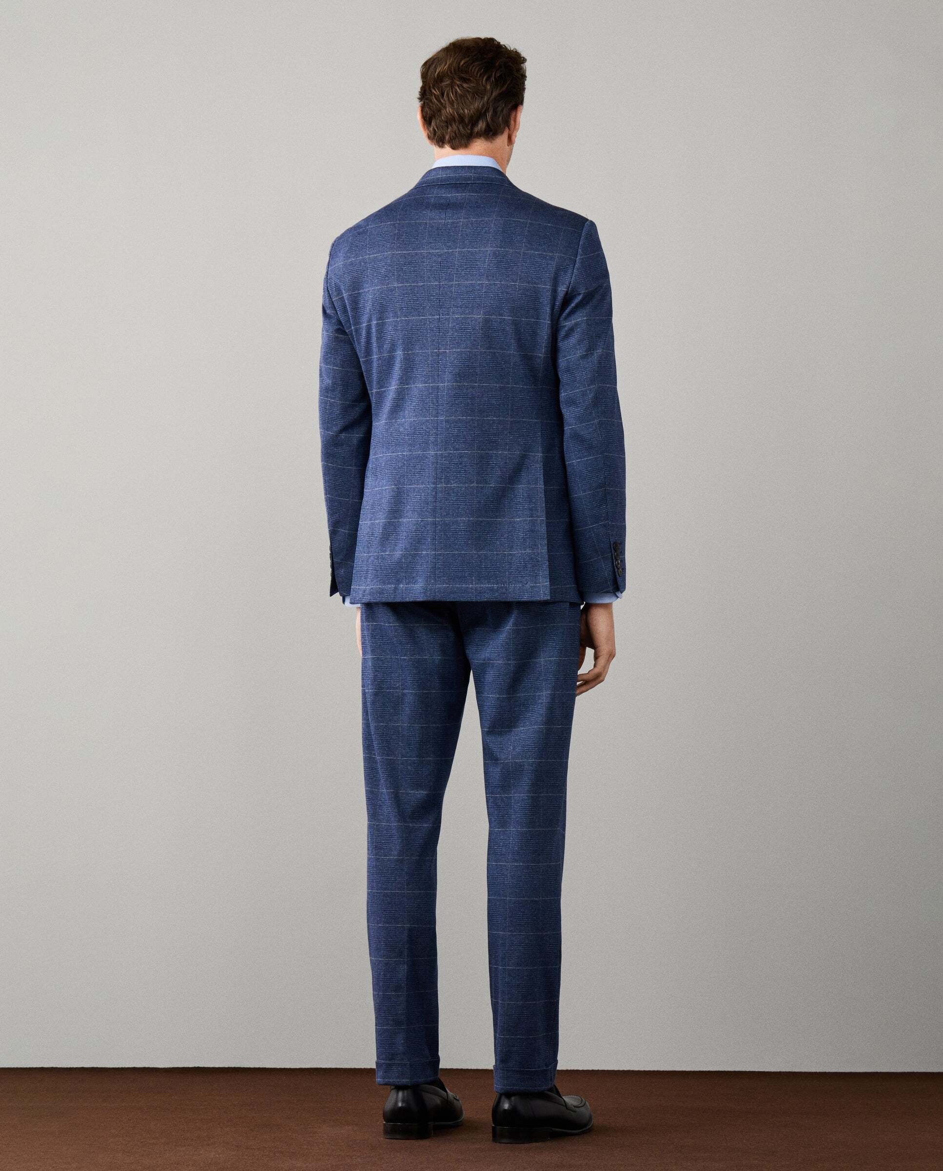 Imagen 3 de Americana de hombre de viaje de punto príncipe de gales en algodón - Hackett - Azul Azul