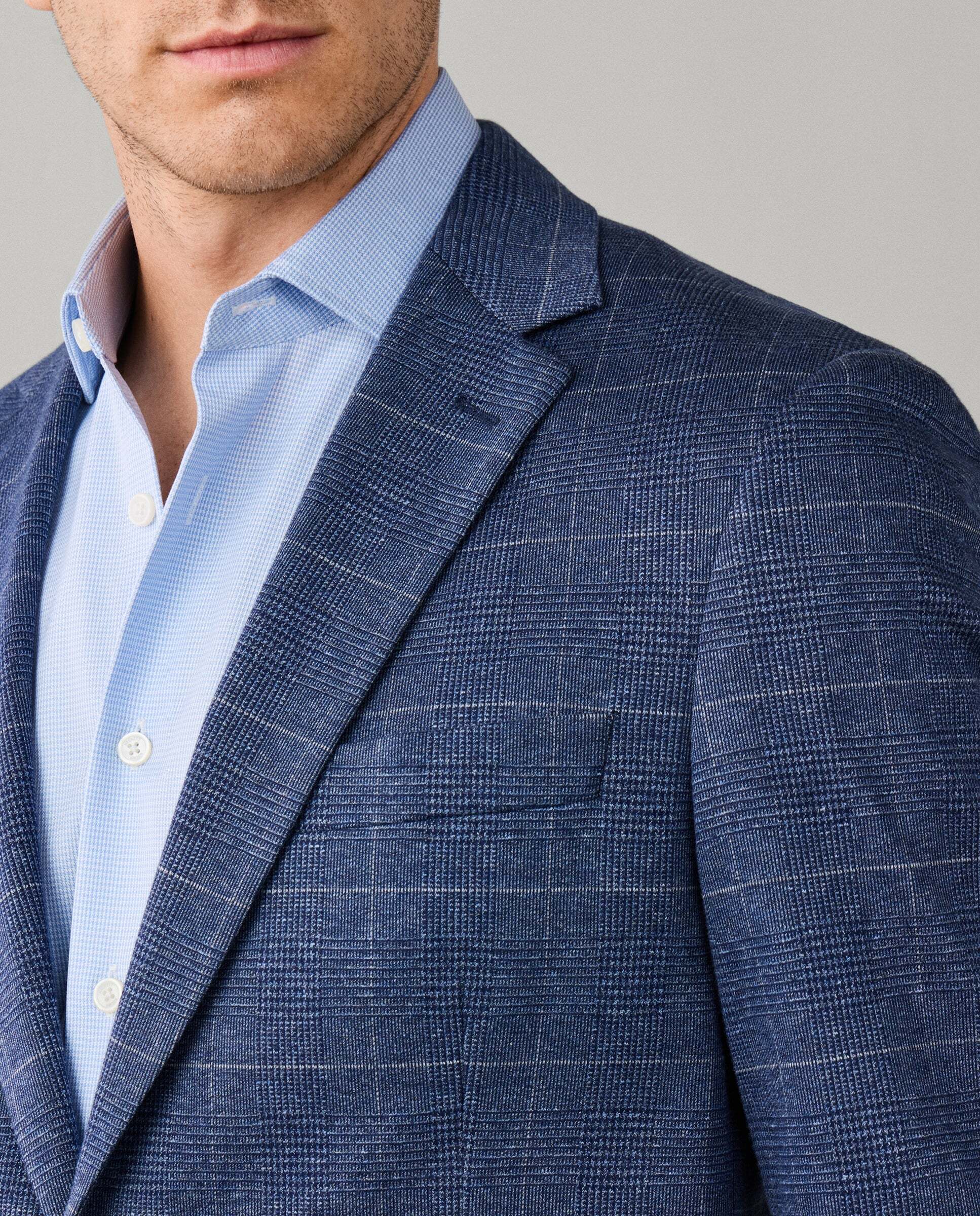Imagen 4 de Americana de hombre de viaje de punto príncipe de gales en algodón - Hackett - Azul Azul