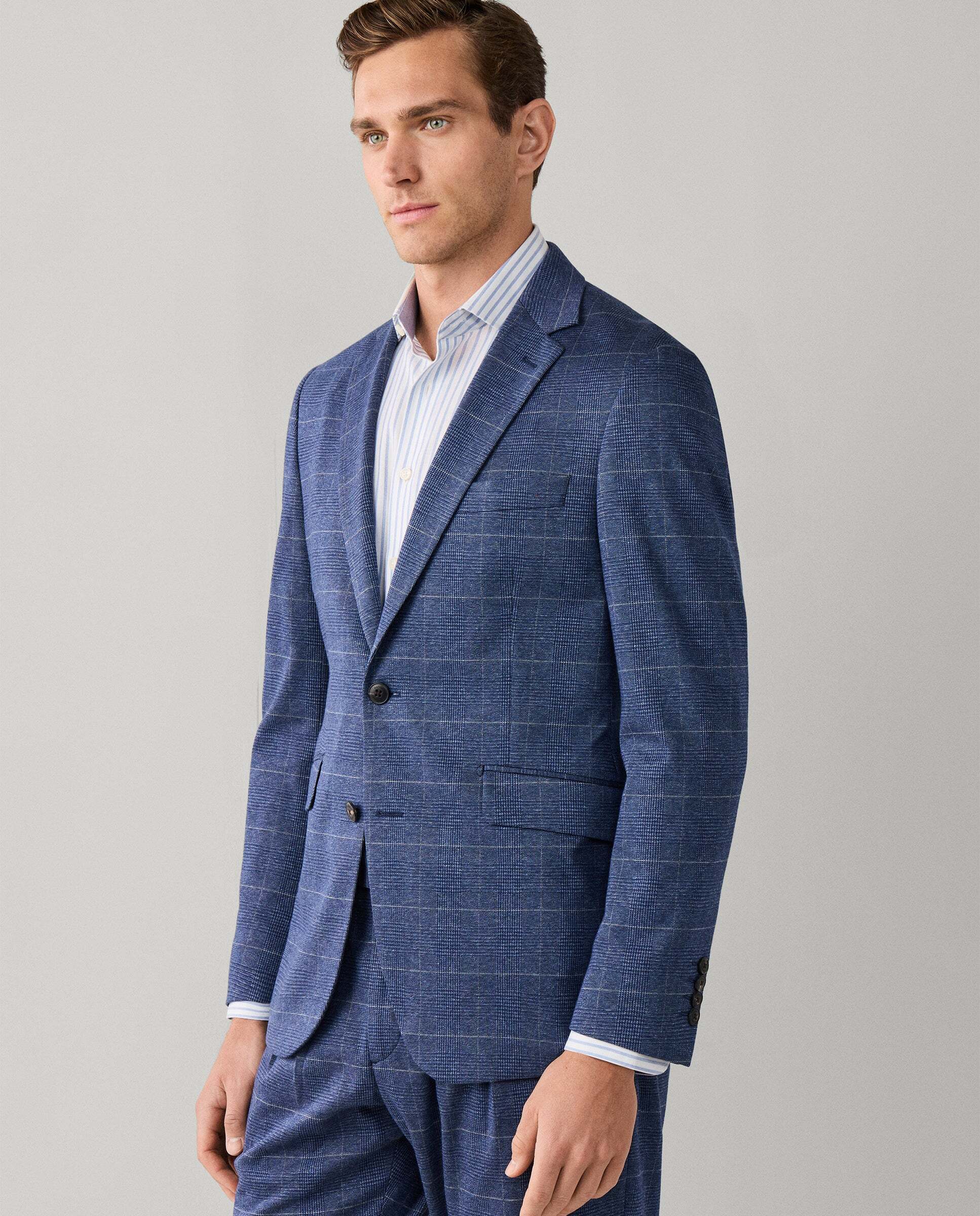 Imagen 7 de Americana de hombre de viaje de punto príncipe de gales en algodón - Hackett - Azul Azul