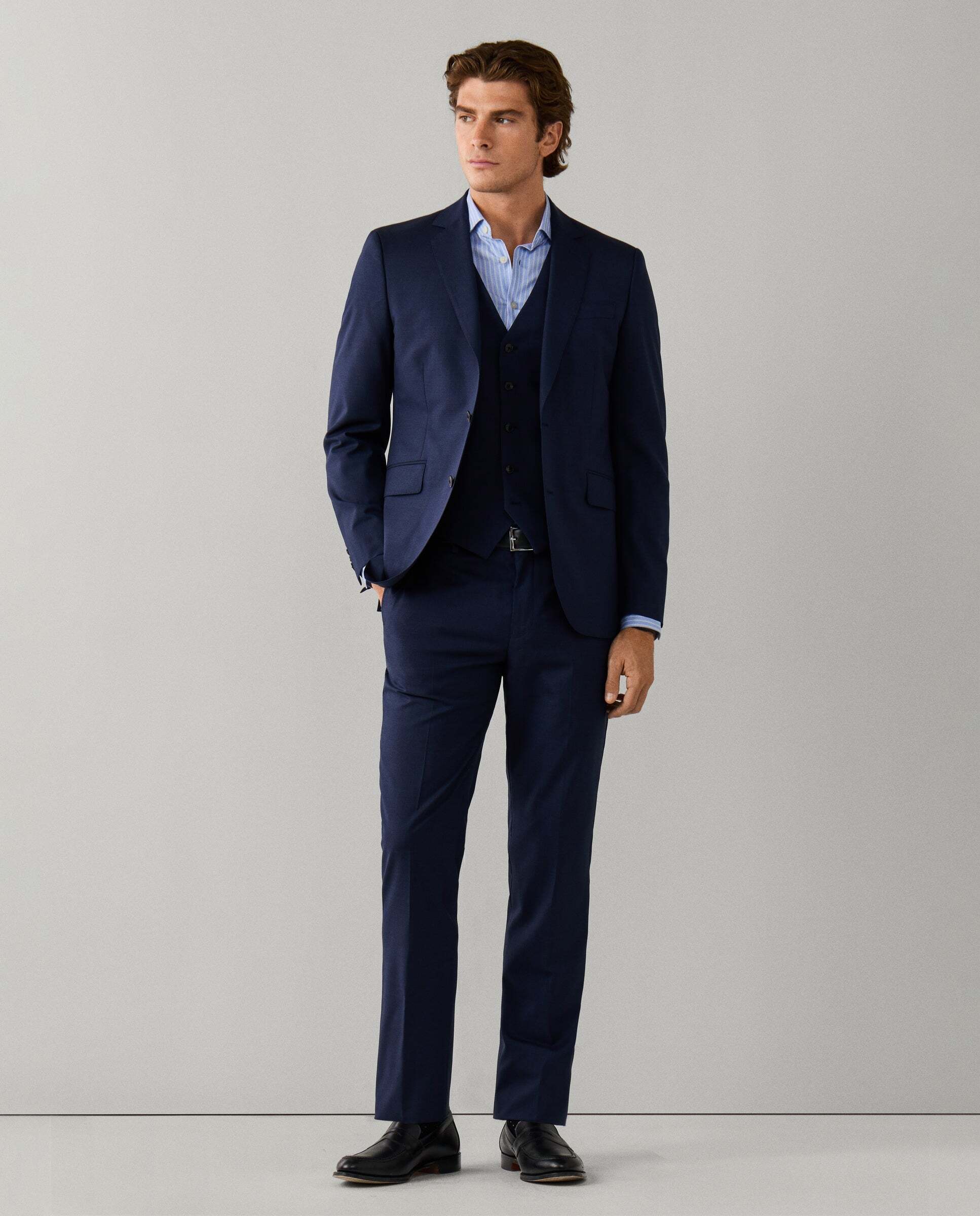 Imagen 0 de Traje de hombre de lana tropical cuadros glen Azul