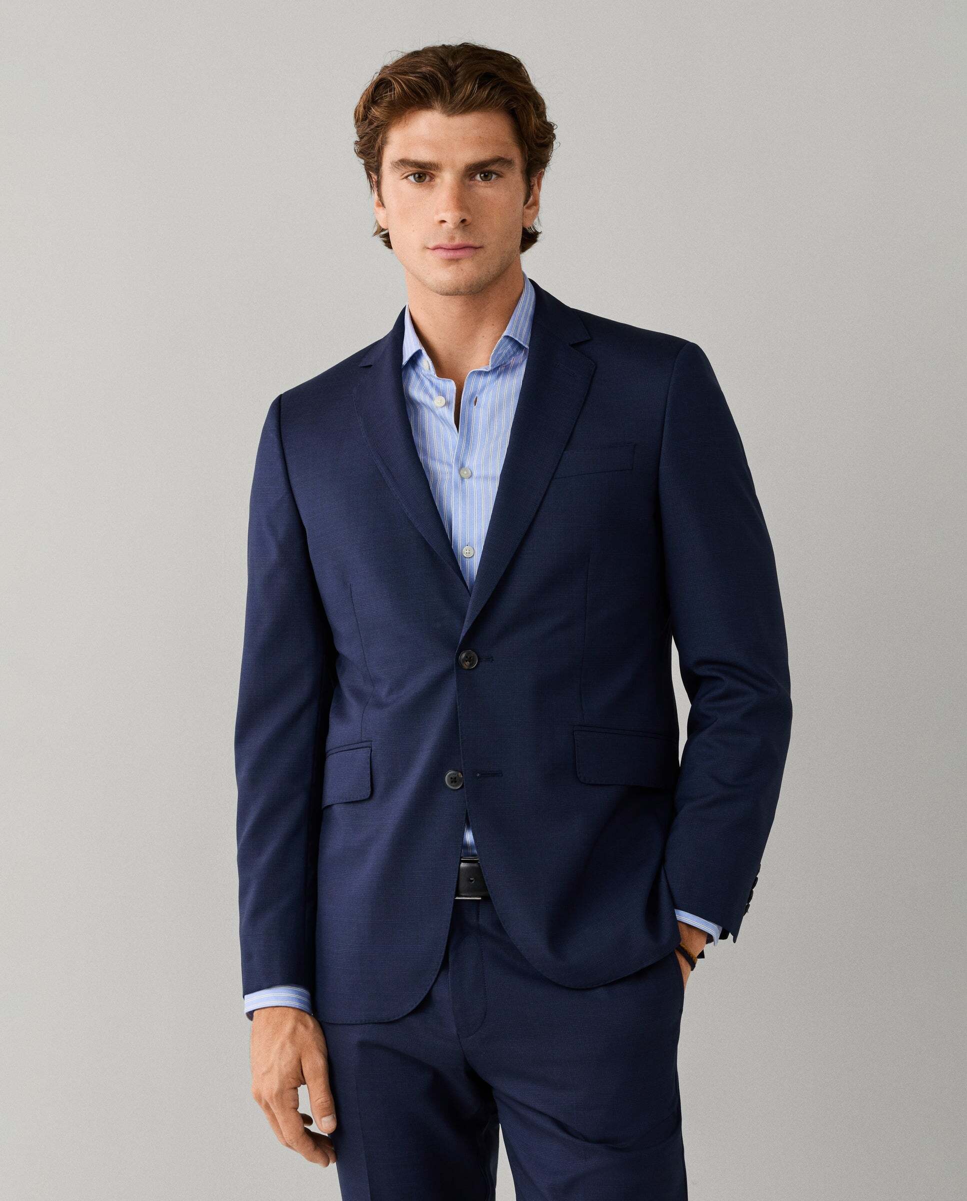 Traje de hombre de lana tropical cuadros glen - Hackett - Azul Azul-2