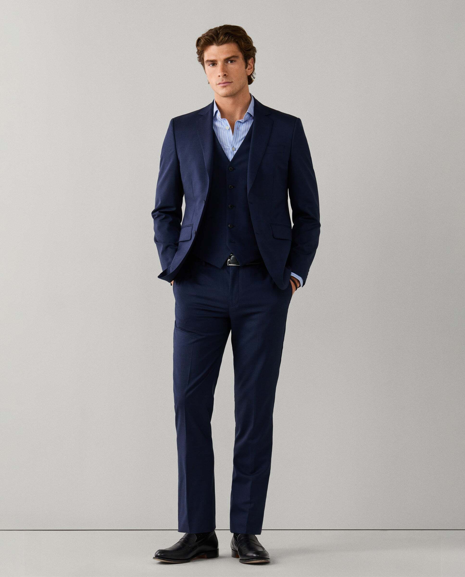 Traje de hombre de lana tropical cuadros glen - Hackett - Azul Azul-3