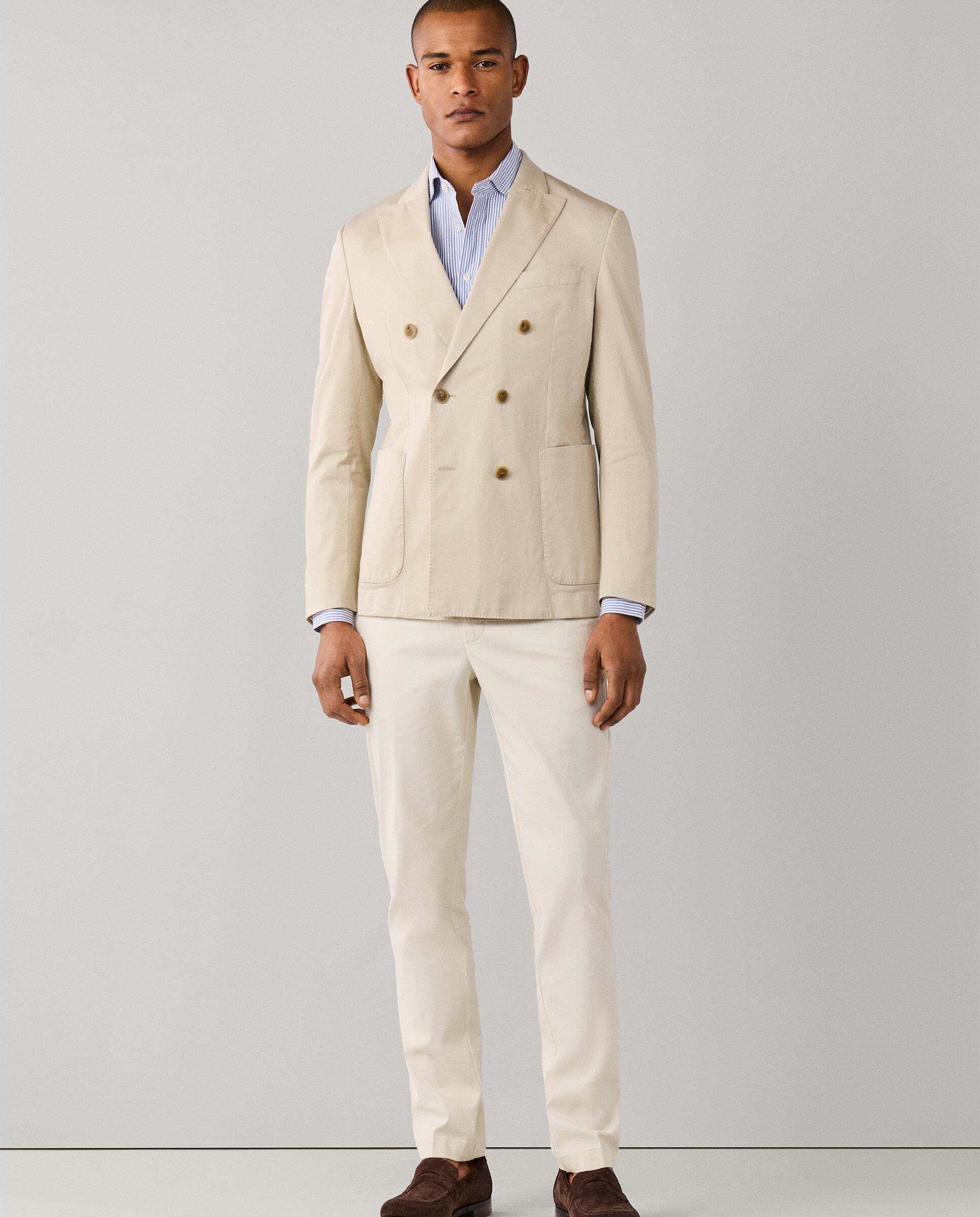 Americana de hombre cruzada algodón elástico - Hackett - Blanco Blanco-2