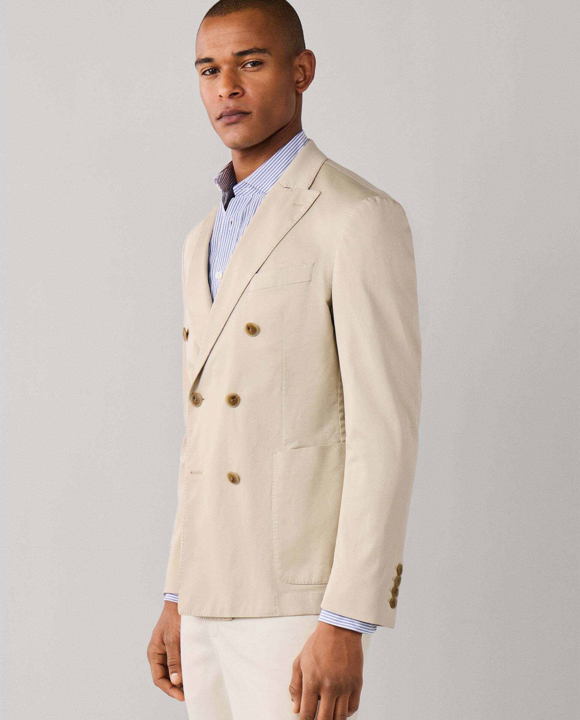 Americana de hombre cruzada algodón elástico - Hackett - Blanco Blanco-7
