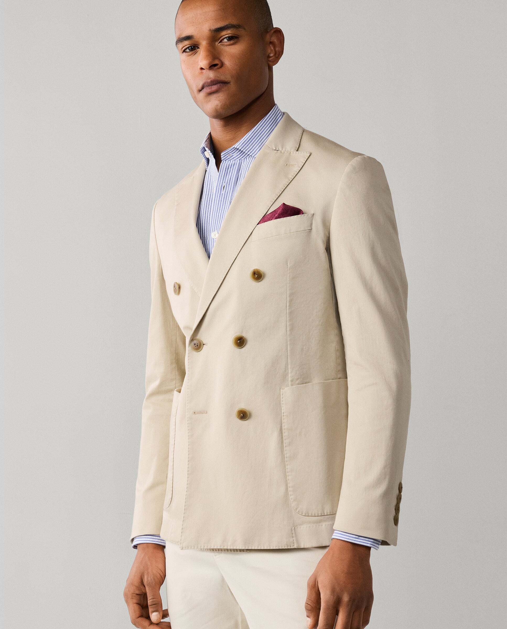 Americana de hombre cruzada algodón elástico - Hackett - Blanco Blanco-8