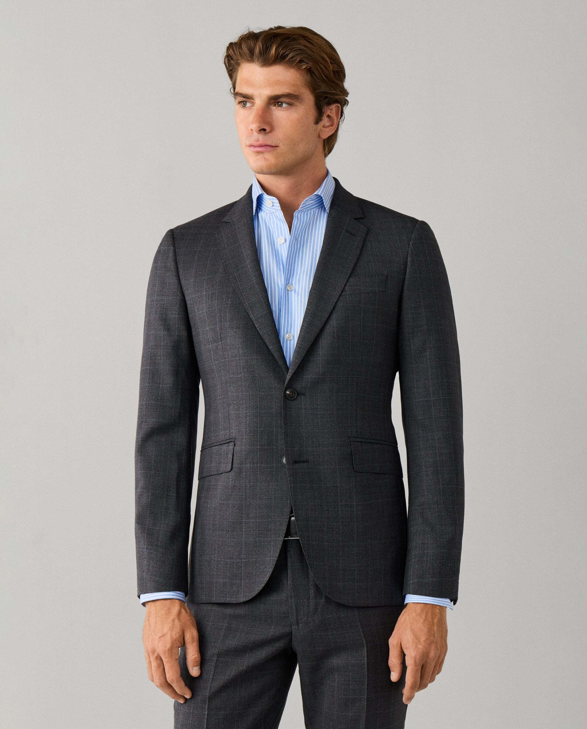 Imagen 0 de Traje de lana príncipe de gales - tejido italiano Gris