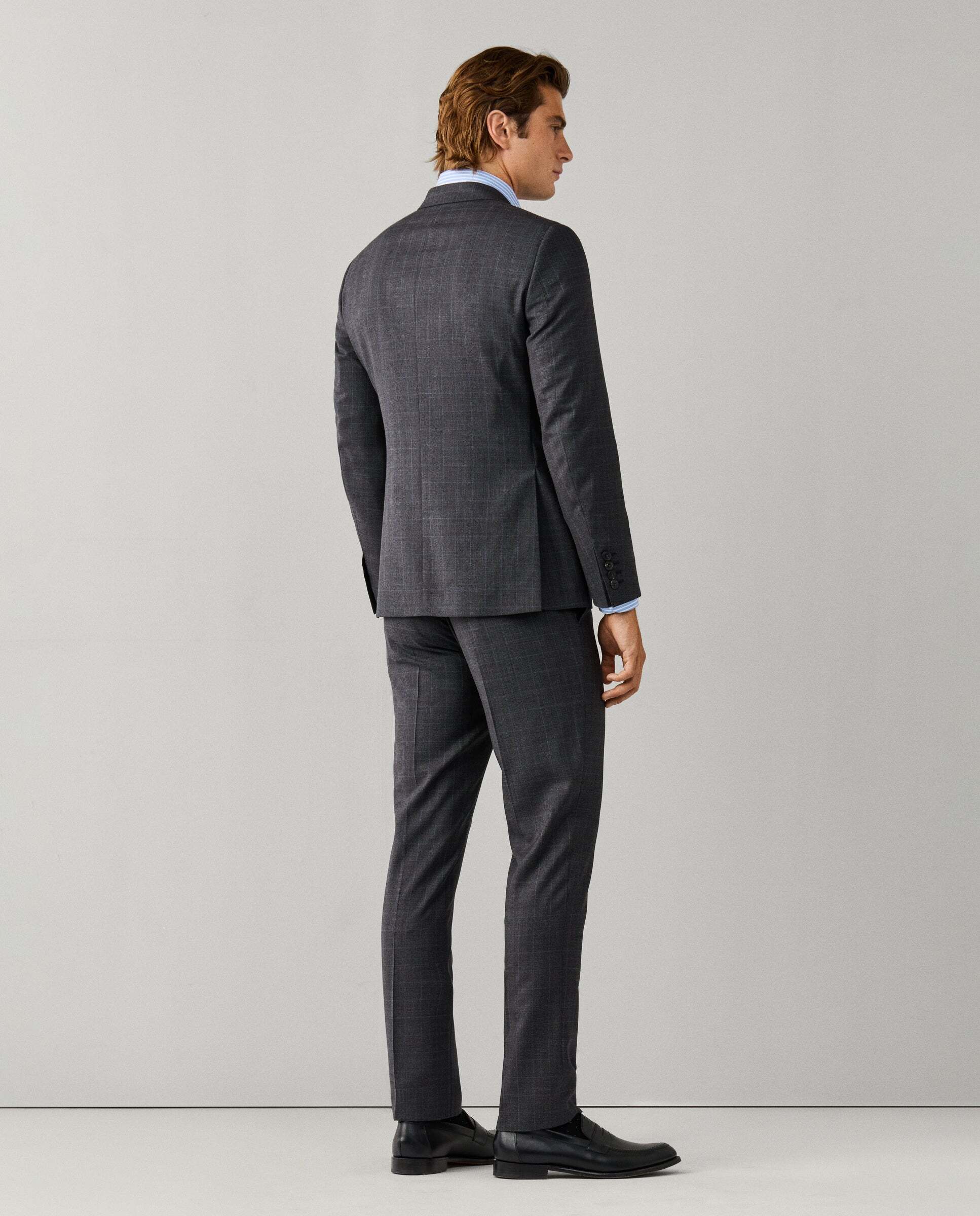 Traje de lana príncipe de gales - Hackett - tejido italiano - Gris Gris-3