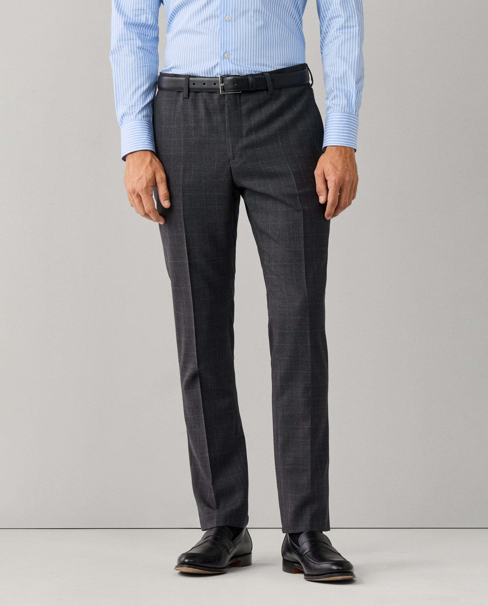 Traje de lana príncipe de gales - Hackett - tejido italiano - Gris Gris-4
