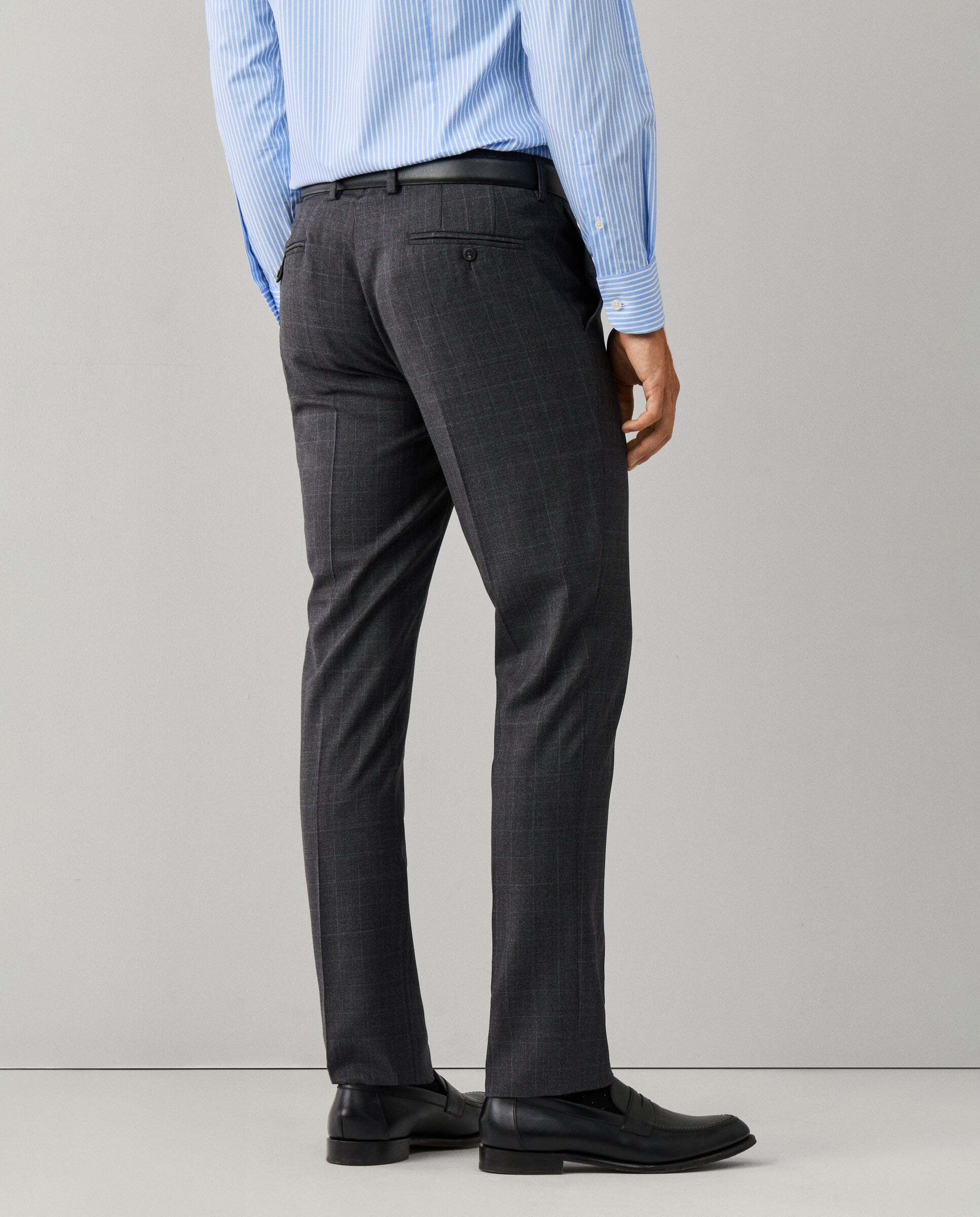 Traje de lana príncipe de gales - Hackett - tejido italiano - Gris Gris-5