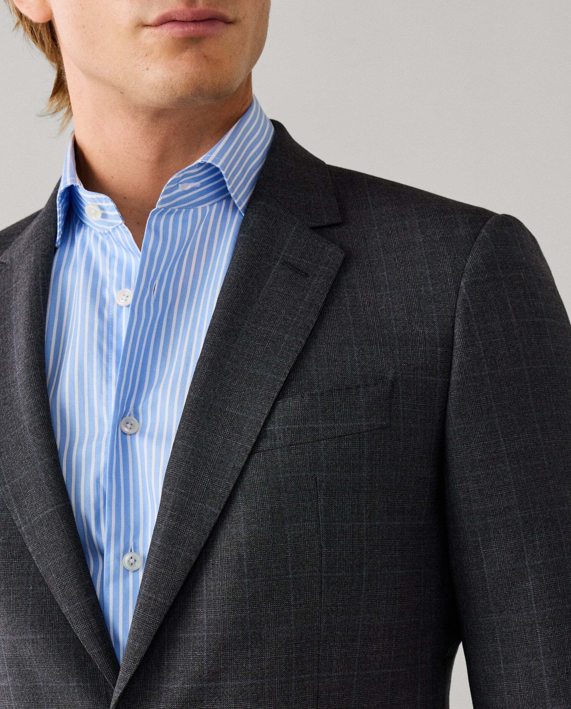 Traje de lana príncipe de gales - Hackett - tejido italiano - Gris Gris-6