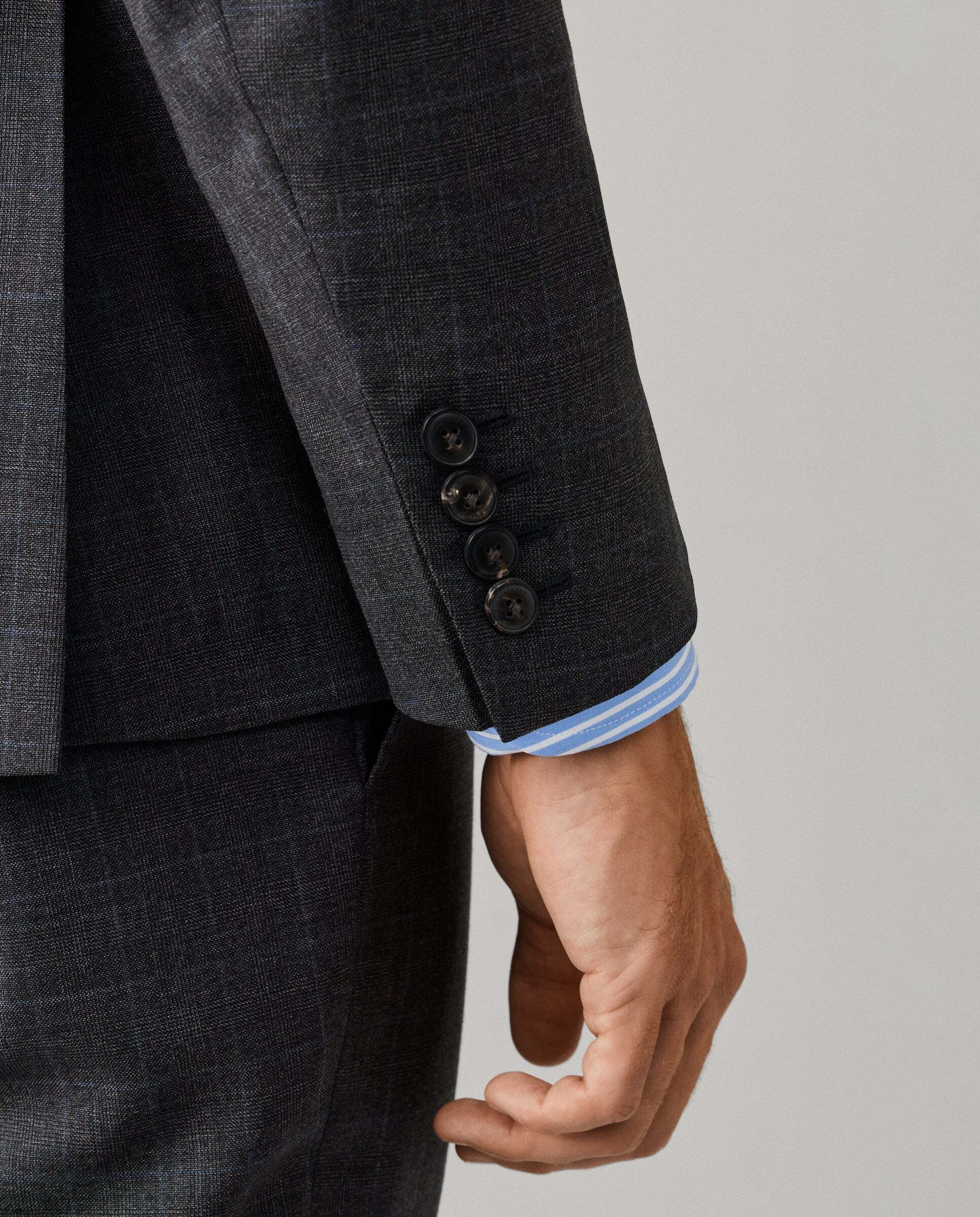 Traje de lana príncipe de gales - Hackett - tejido italiano - Gris Gris-7