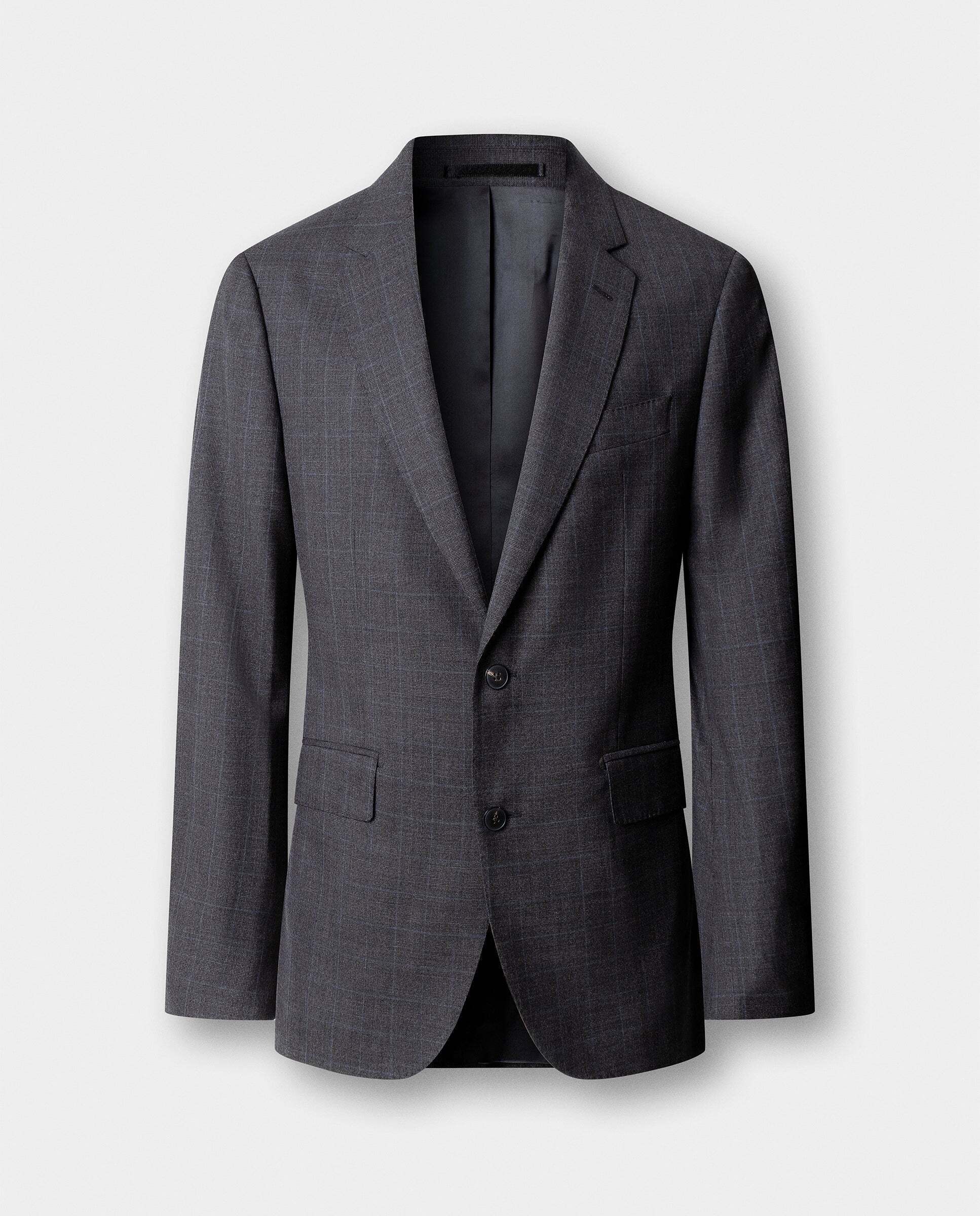 Traje de lana príncipe de gales - Hackett - tejido italiano - Gris Gris-8