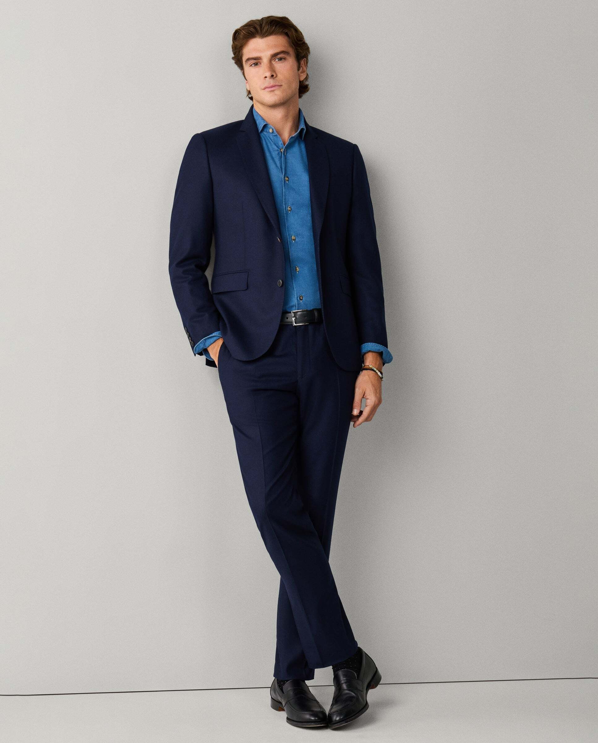 Imagen 0 de Traje de franela de lana - tejido italiano Azul