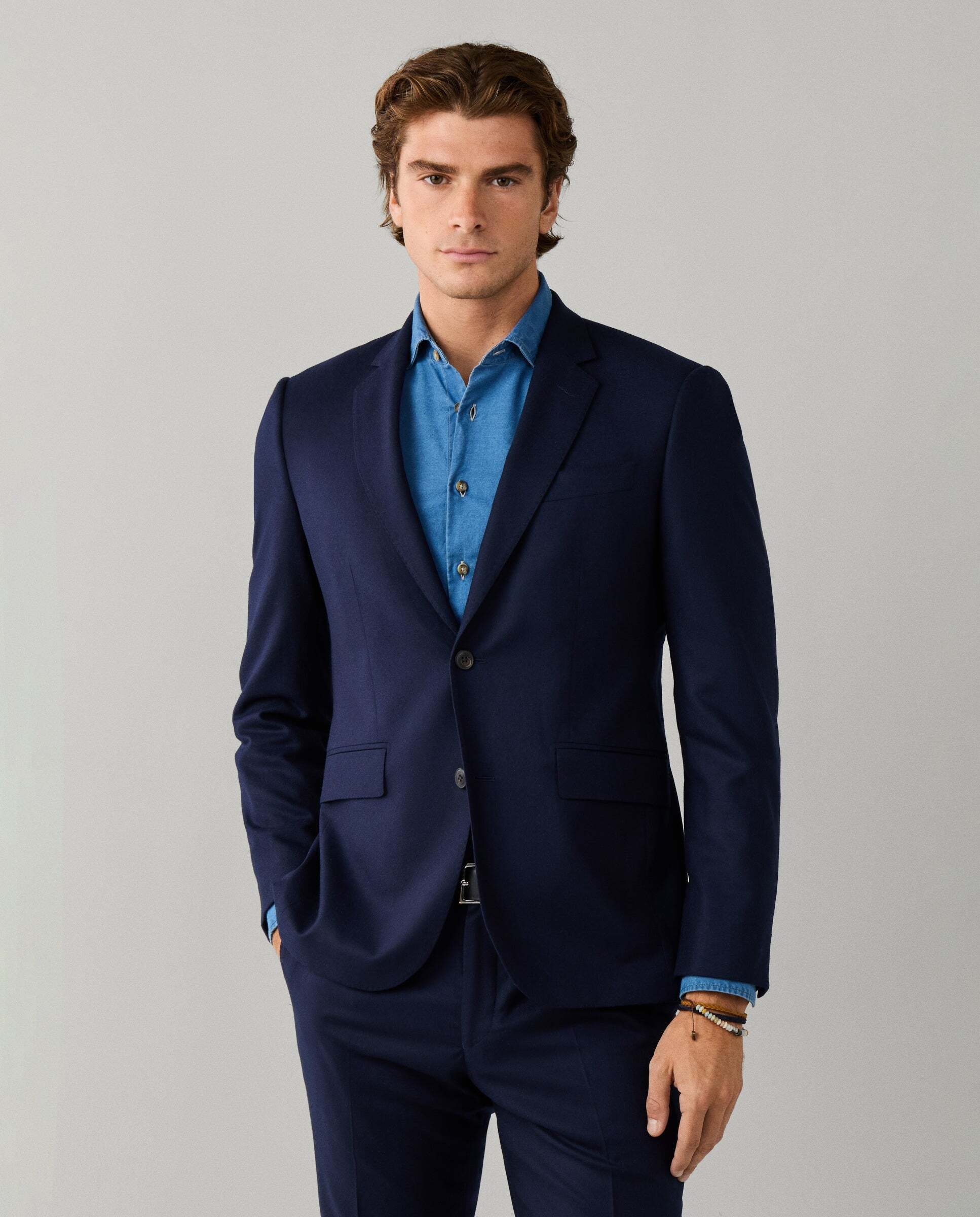 Traje de franela de lana - Hackett - tejido italiano - Azul Azul-2
