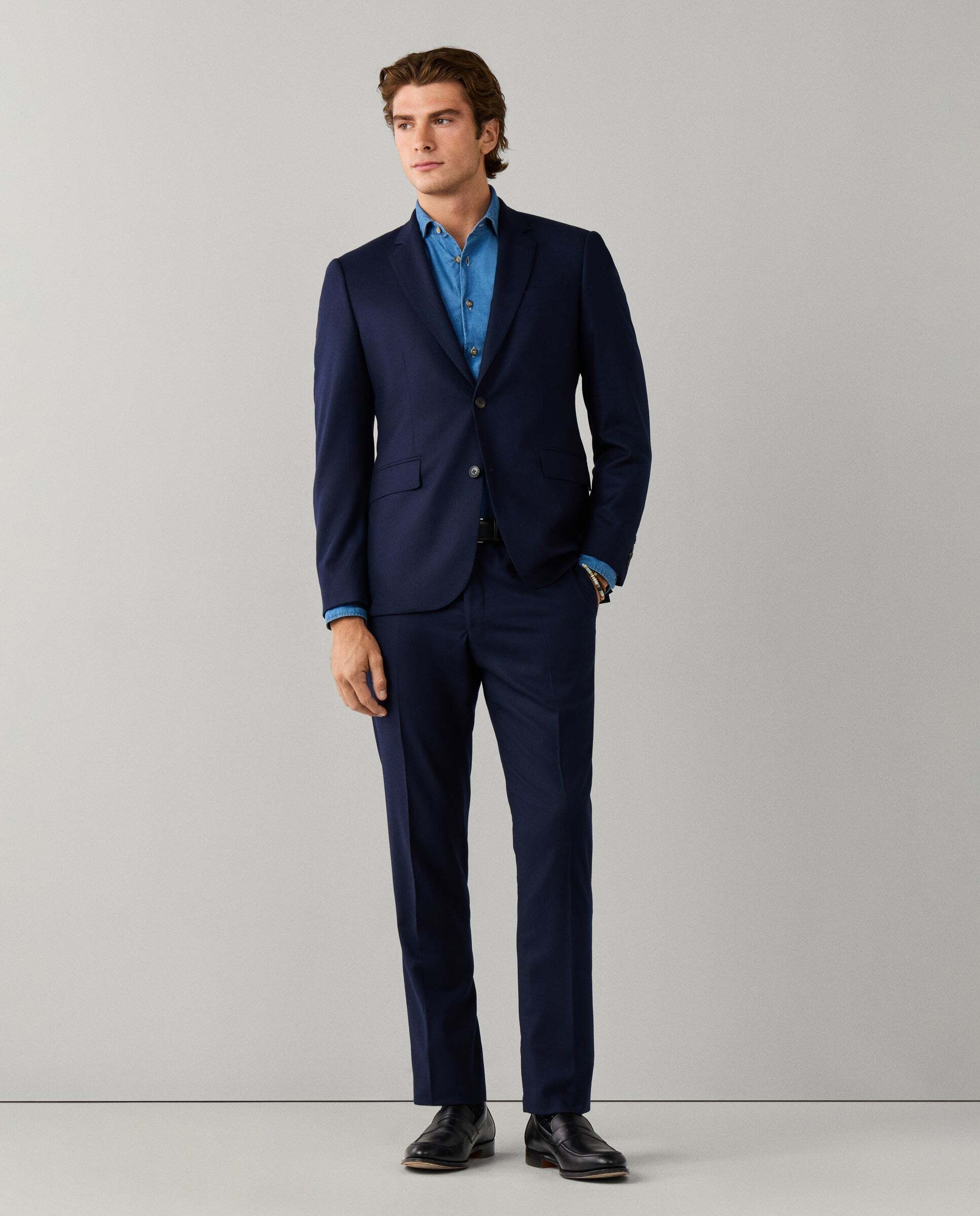 Traje de franela de lana - Hackett - tejido italiano - Azul Azul-3
