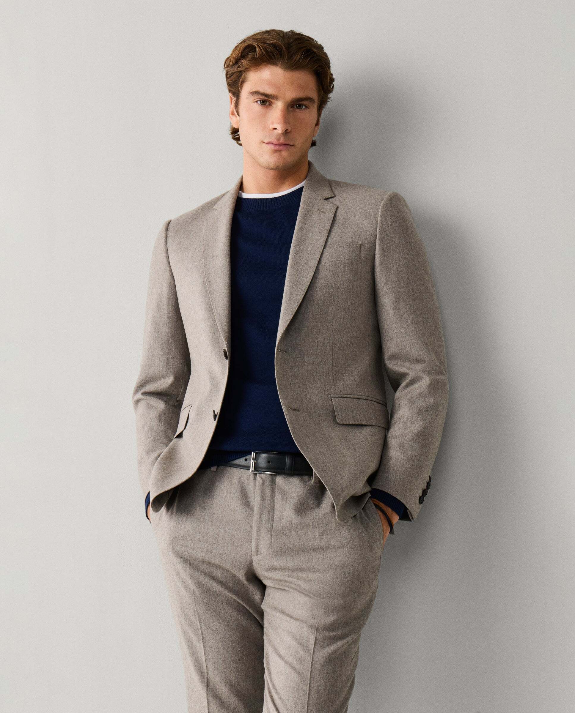 Traje de franela de lana - Hackett - tejido italiano - Natural Natural-1