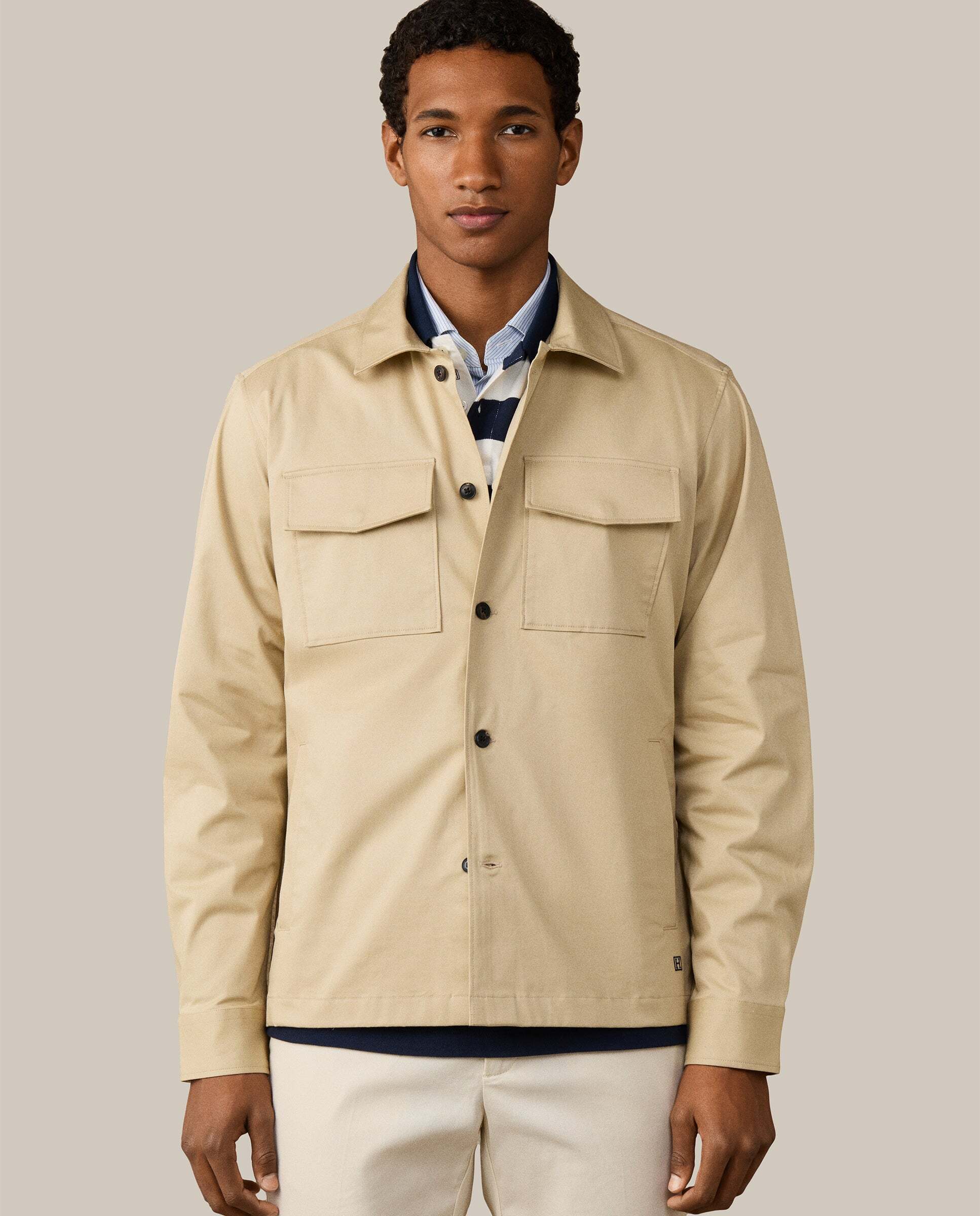 Sobrecamisa de hombre de algodón con bolsillos de solapa - Hackett - Blanco Blanco-1