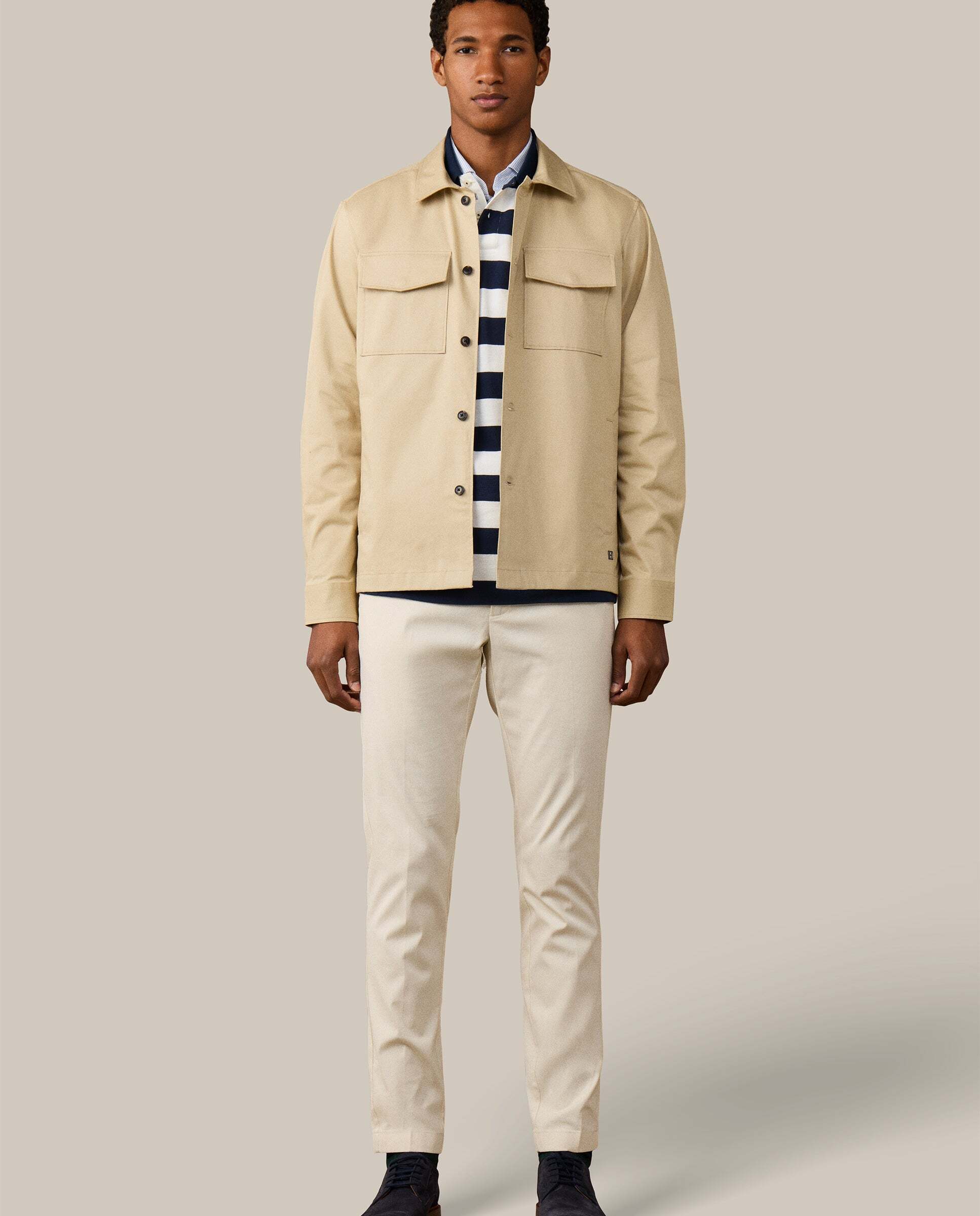 Sobrecamisa de hombre de algodón con bolsillos de solapa - Hackett - Blanco Blanco-2