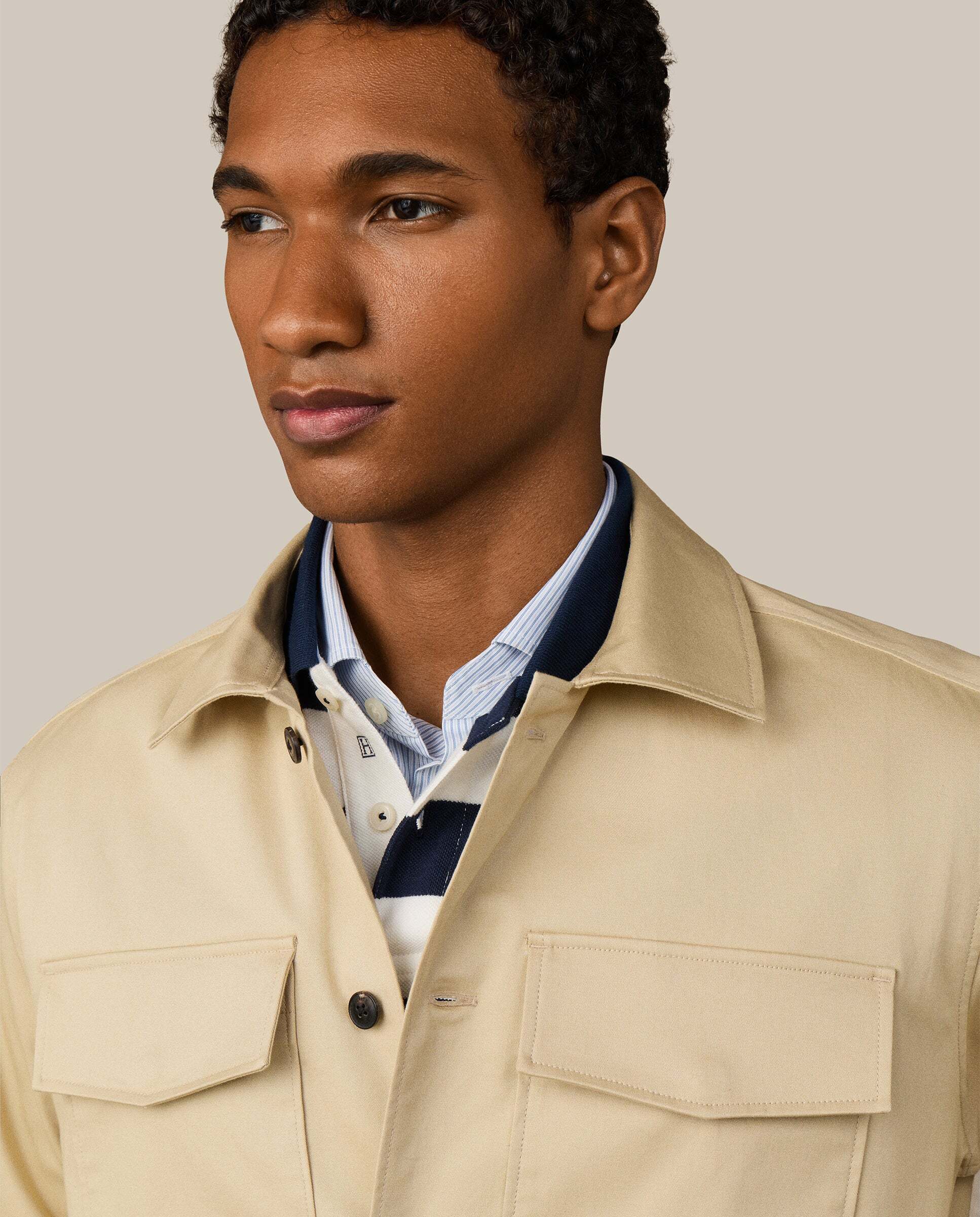 Sobrecamisa de hombre de algodón con bolsillos de solapa - Hackett - Blanco Blanco-4