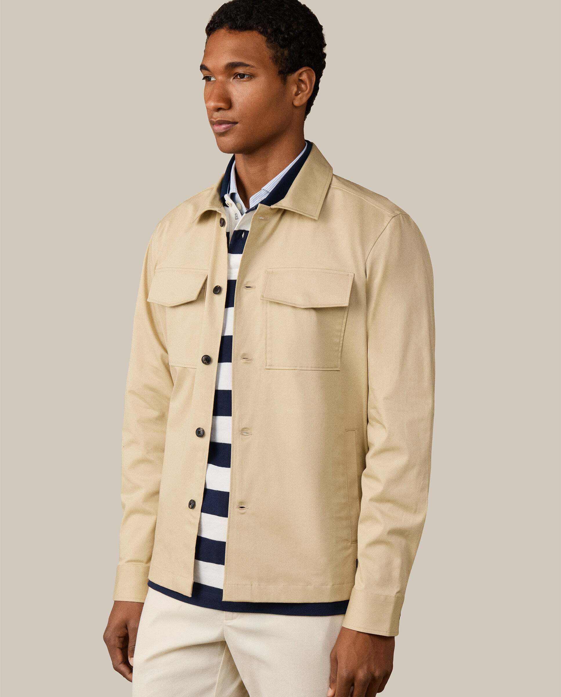 Sobrecamisa de hombre de algodón con bolsillos de solapa - Hackett - Blanco Blanco-7