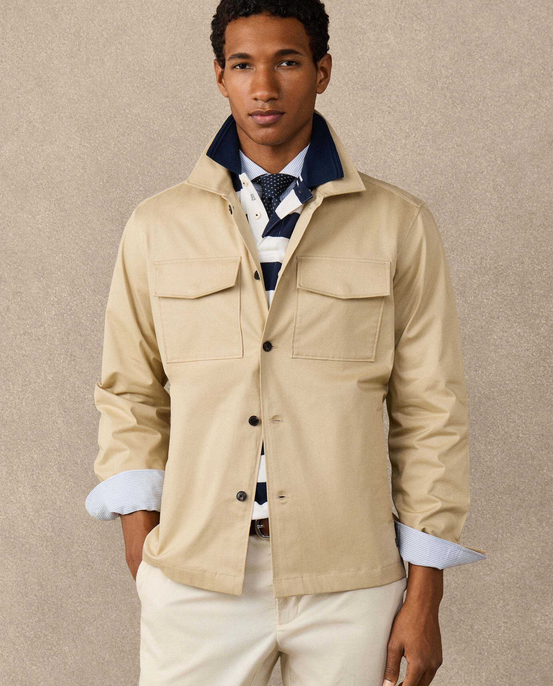 Sobrecamisa de hombre de algodón con bolsillos de solapa - Hackett - Blanco Blanco-8