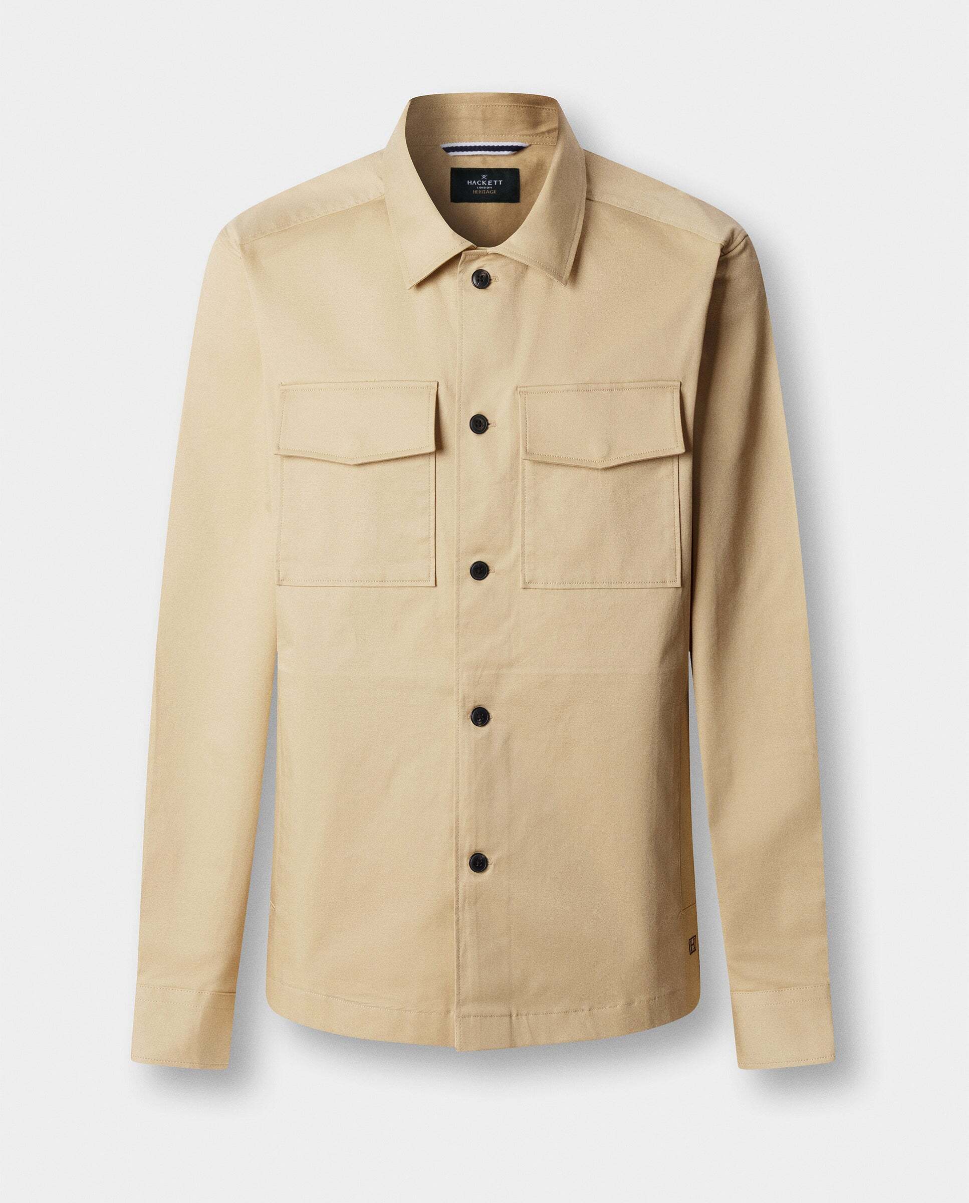 Sobrecamisa de hombre de algodón con bolsillos de solapa - Hackett - Blanco Blanco-10
