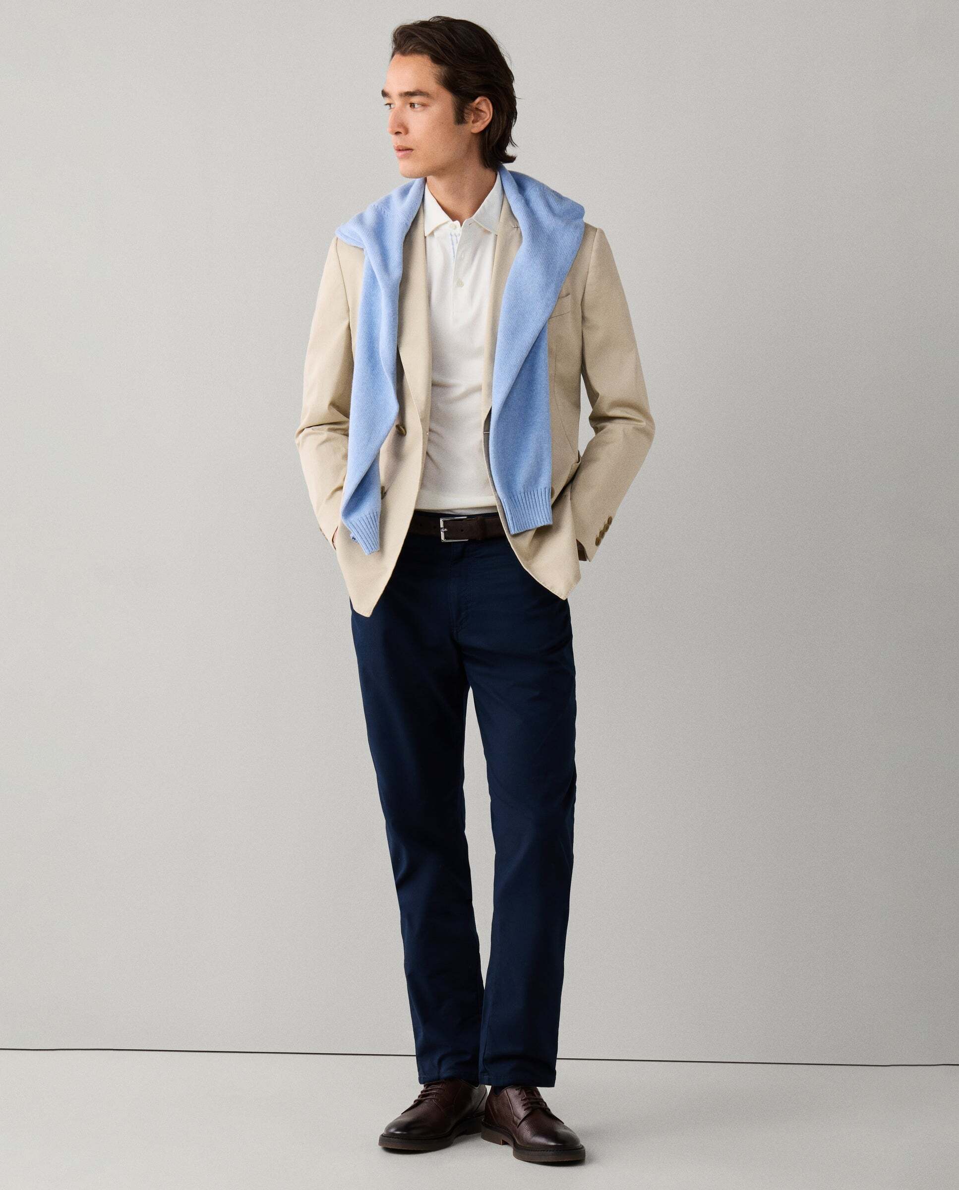 Pantalón trinity 5 bolsillos lona fit regular - Hackett - Azul Azul-6