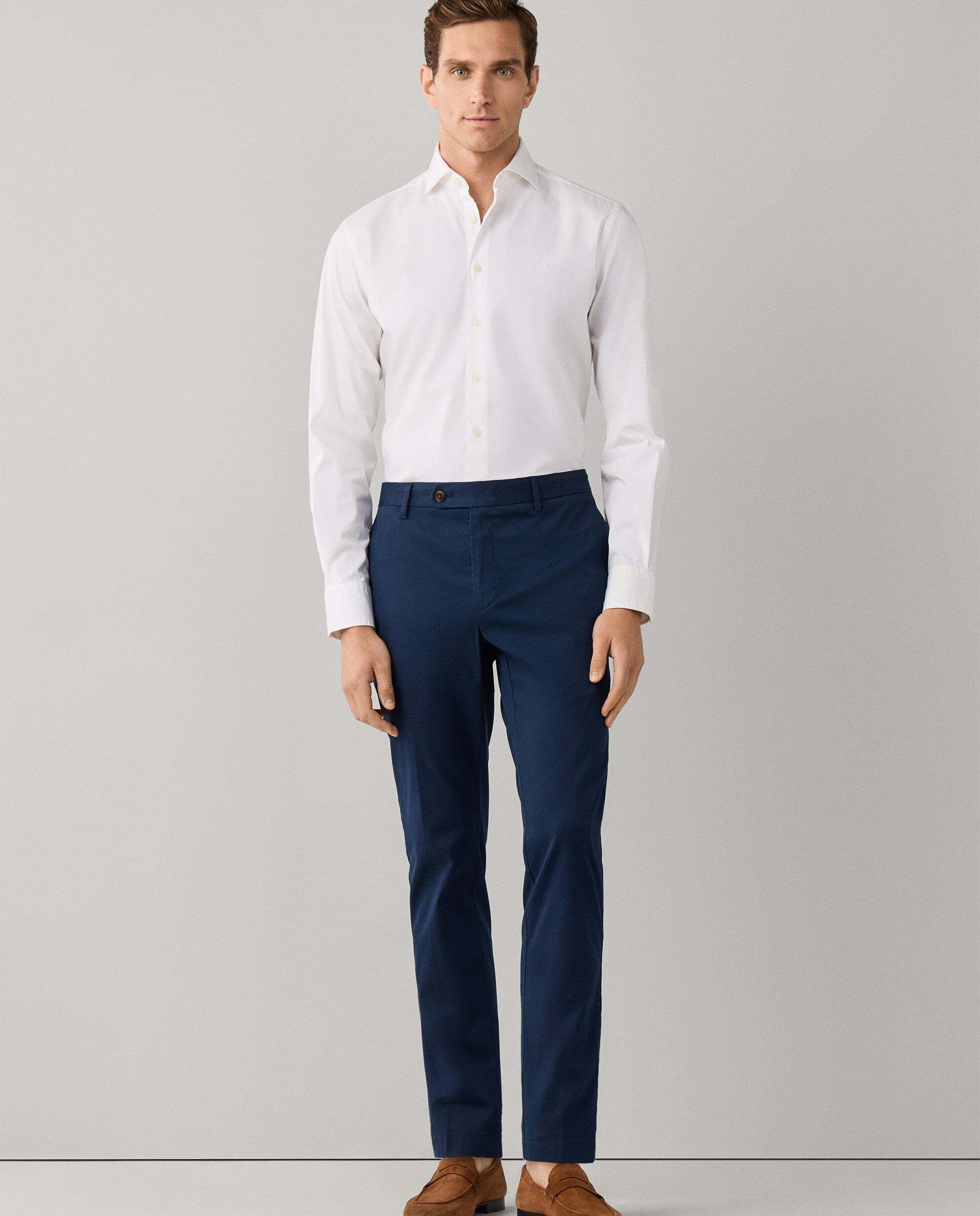 Chino kensington de hombre fit slim con textura canalé - Hackett - Azul Azul-2