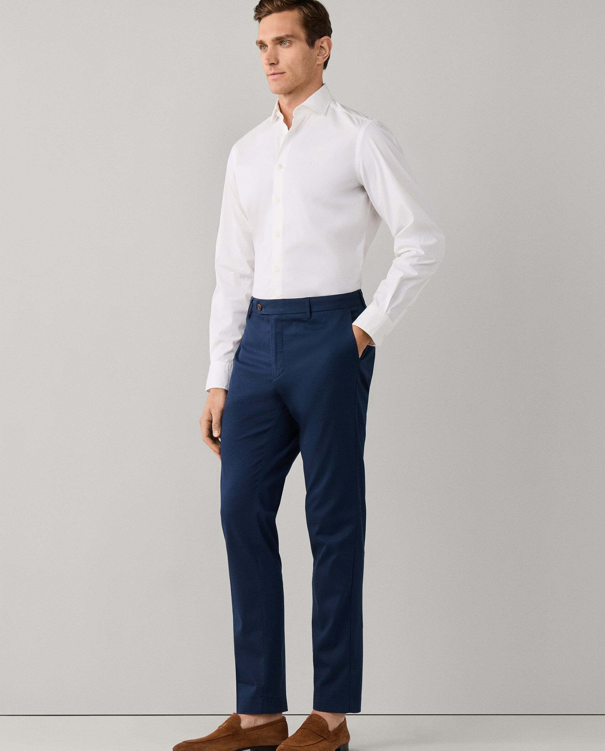 Chino kensington de hombre fit slim con textura canalé - Hackett - Azul Azul-6